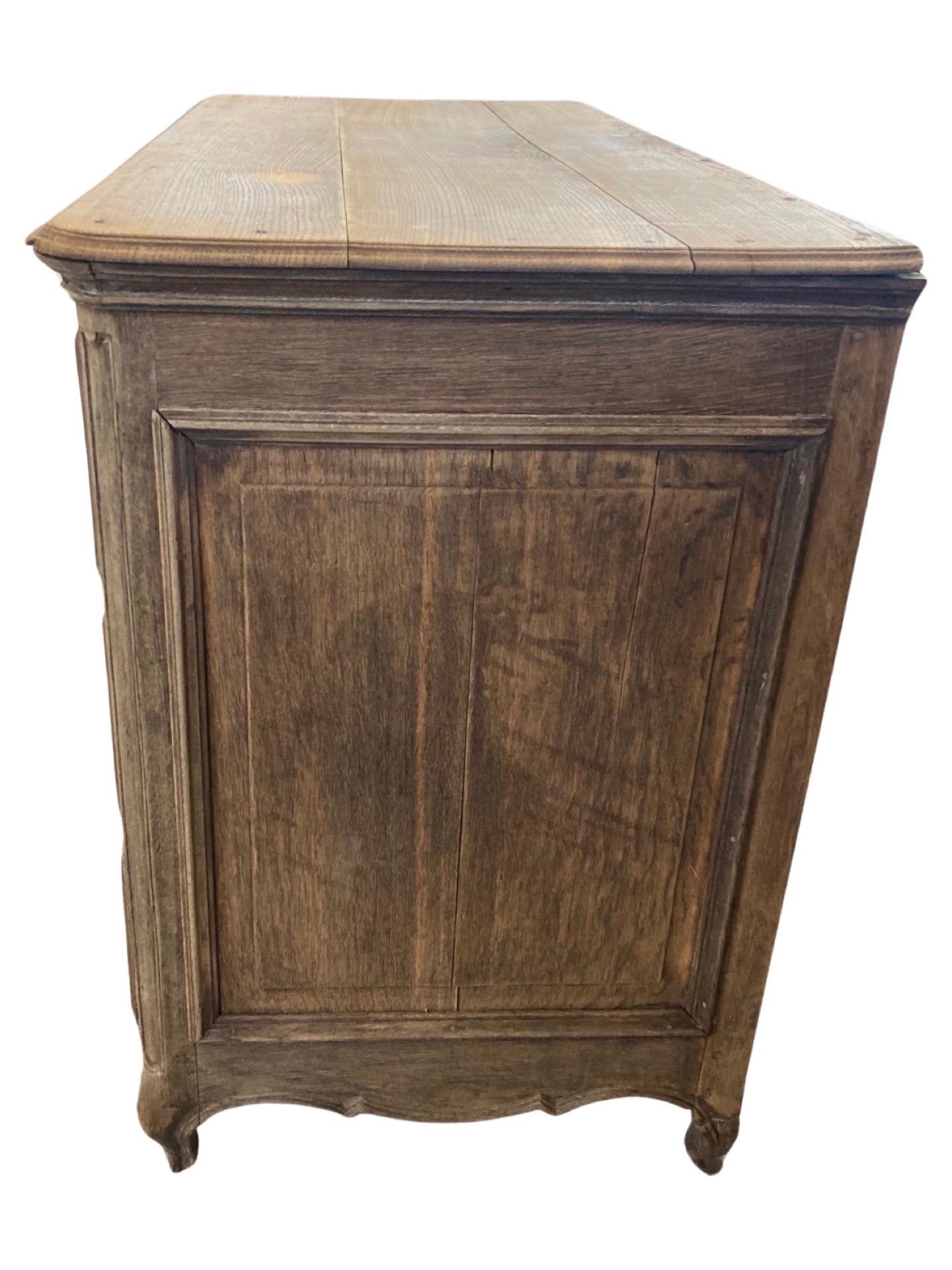 Hand-Carved 18th Century French Louis XV Natural Oak Commode