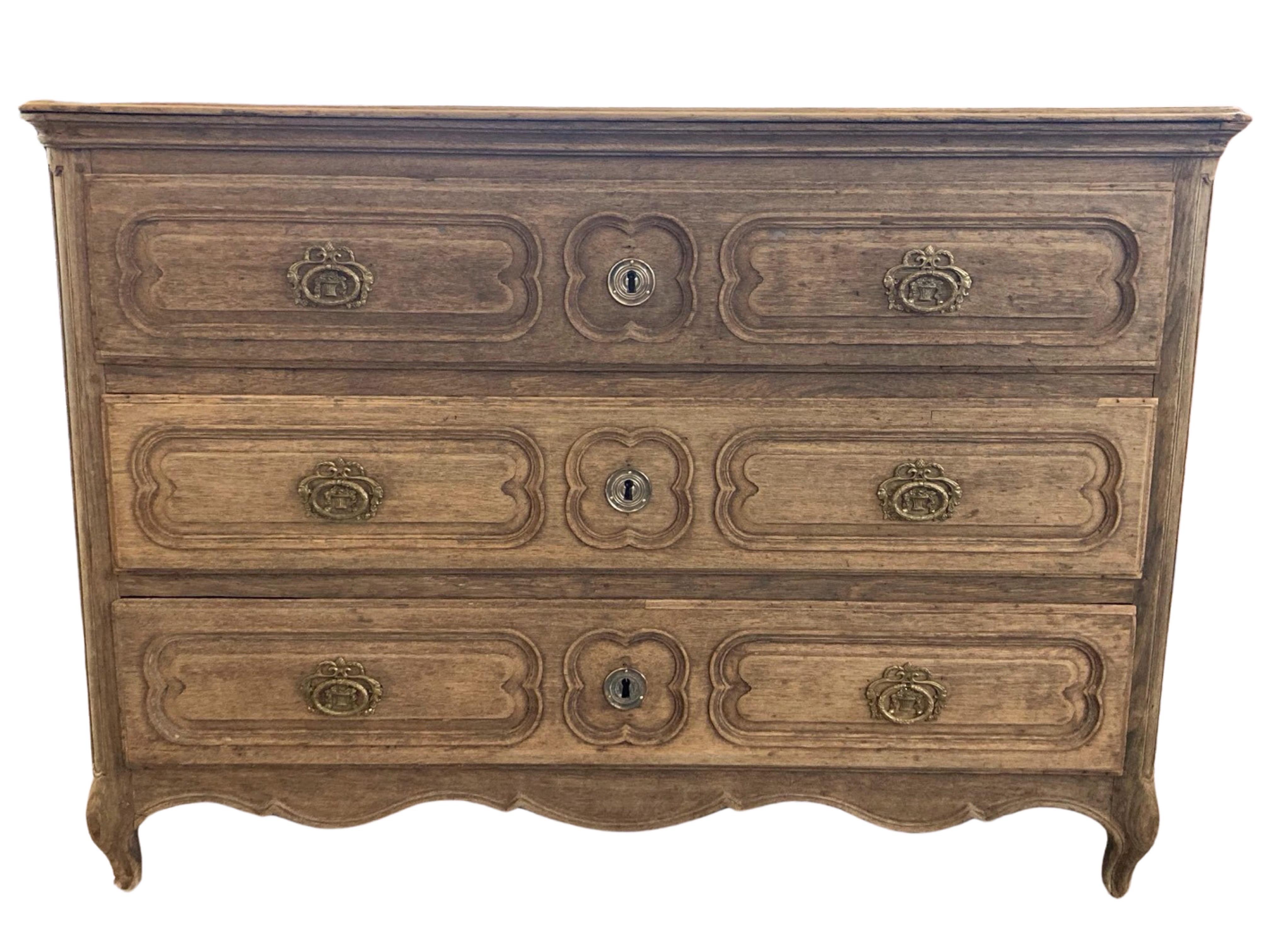 18th Century French Louis XV Natural Oak Commode 4