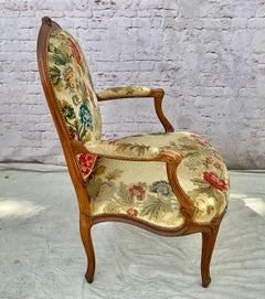 18th Century French Louis XV Needlepoint Fauteuil Armchairs - A Pair