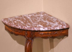 18th Century French Louis XV Oak Corner Console with Marble Top