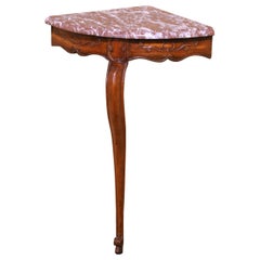 18th Century French Louis XV Oak Corner Console with Marble Top