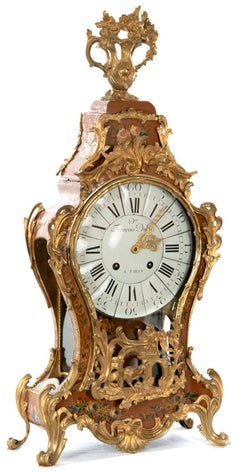 18th Century French Louis XV Ormolu and Painted Bracket Clock by Denis-François