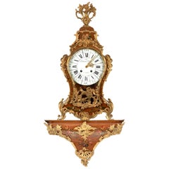 Antique 18th Century French Louis XV Ormolu and Painted Bracket Clock by Denis-François