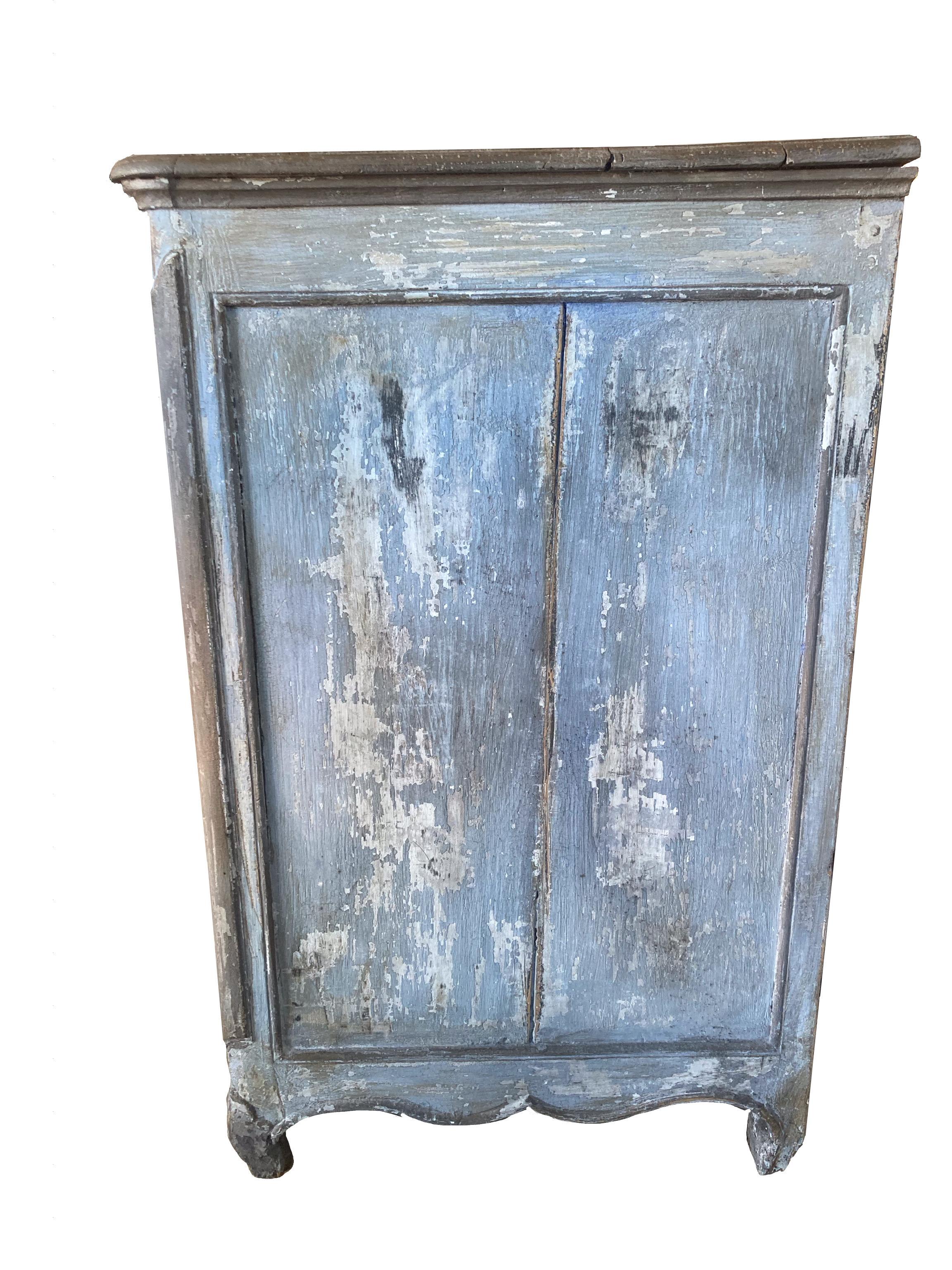 Oak 18th Century French Louis XV Painted Blue Commode, Chest
