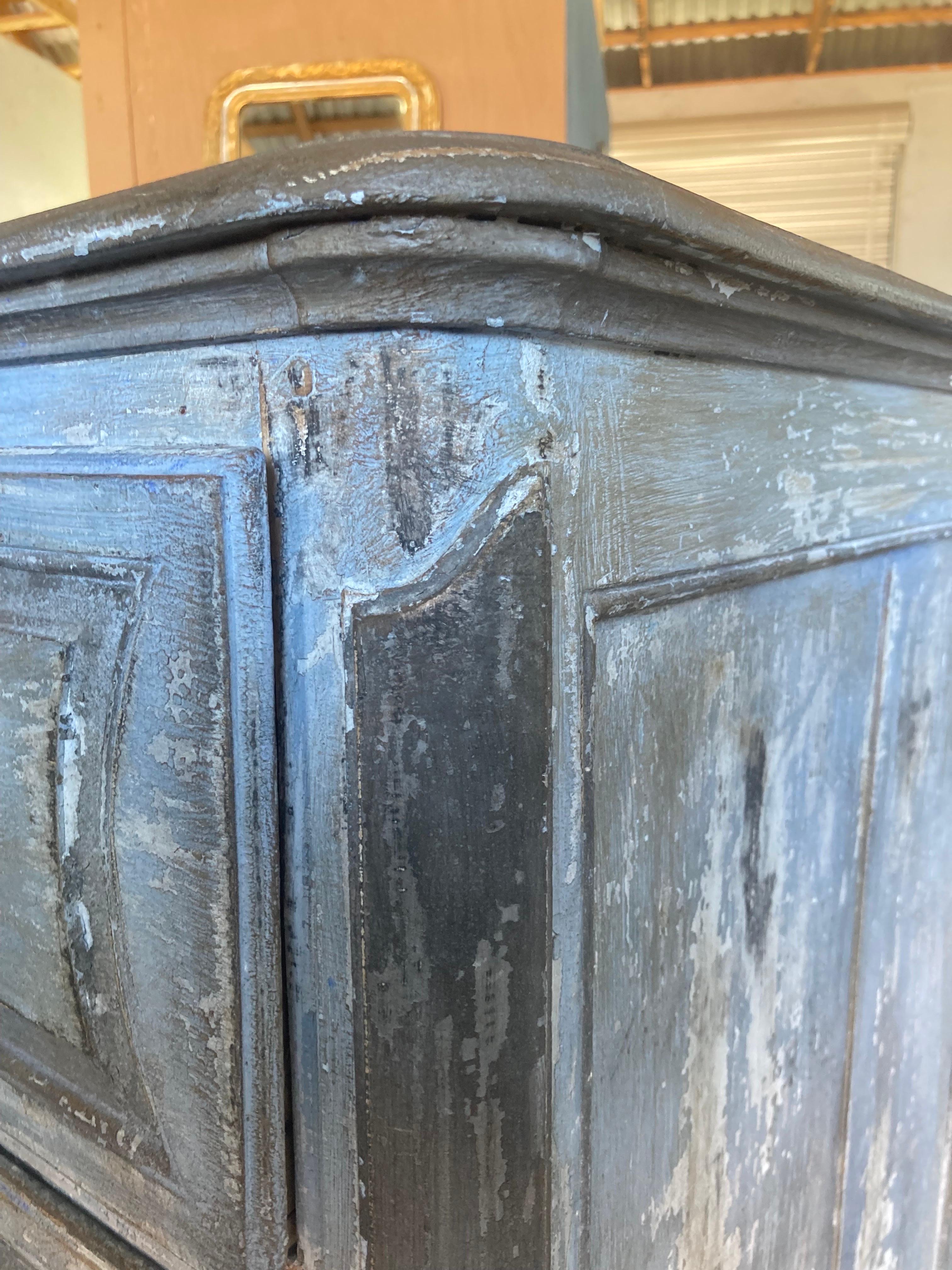 18th Century French Louis XV Painted Blue Commode, Chest 2