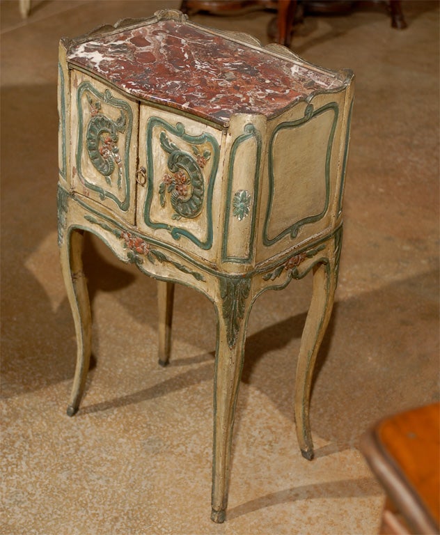 Marble 18th Century French Louis XV Painted Chevet
