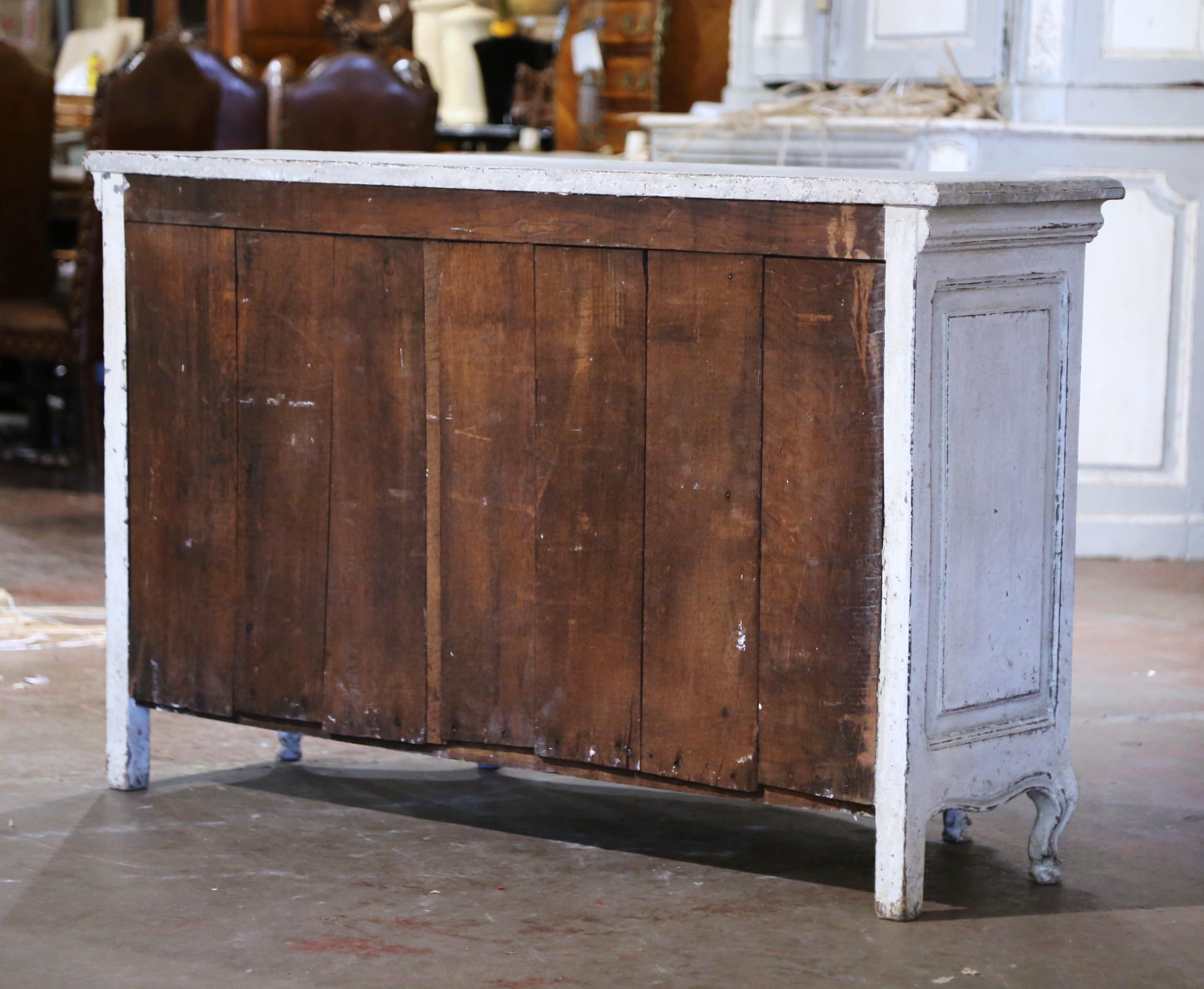 18th Century French Louis XV Painted Four-Door Bombe and Serpentine Buffet For Sale 9