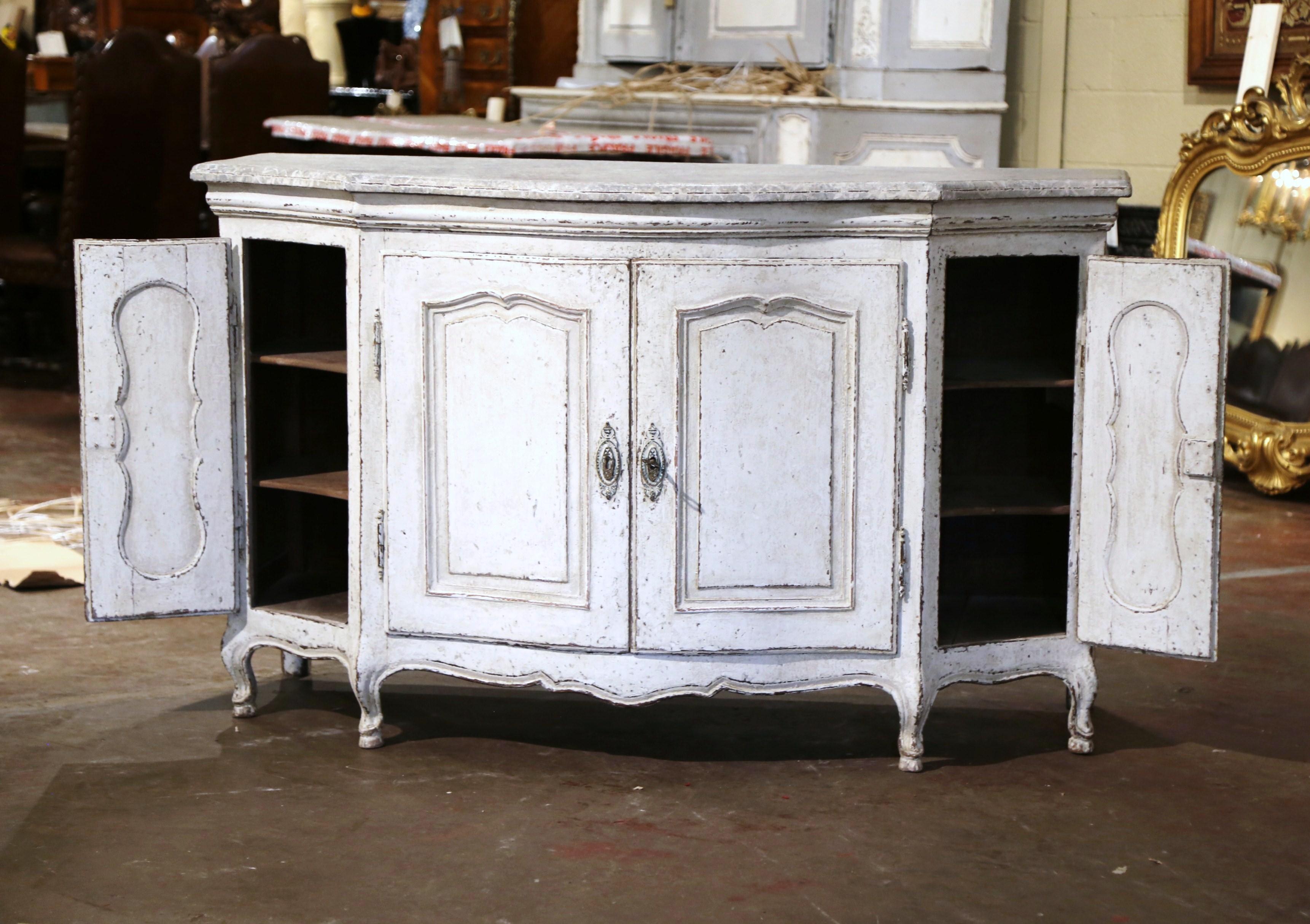 18th Century French Louis XV Painted Four-Door Bombe and Serpentine Buffet For Sale 3