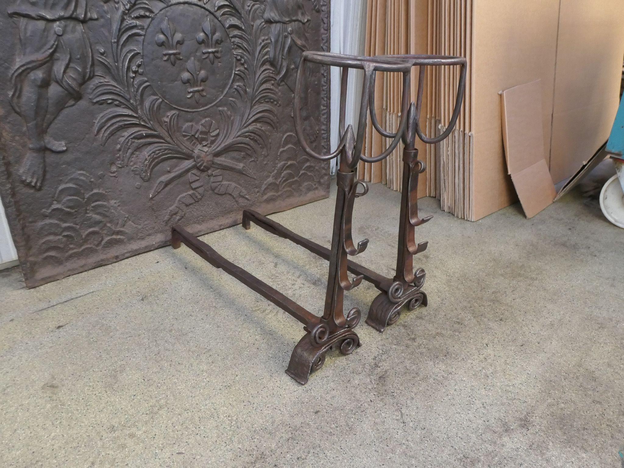 18th Century French Louis XV Period Andirons or Firedogs For Sale 4