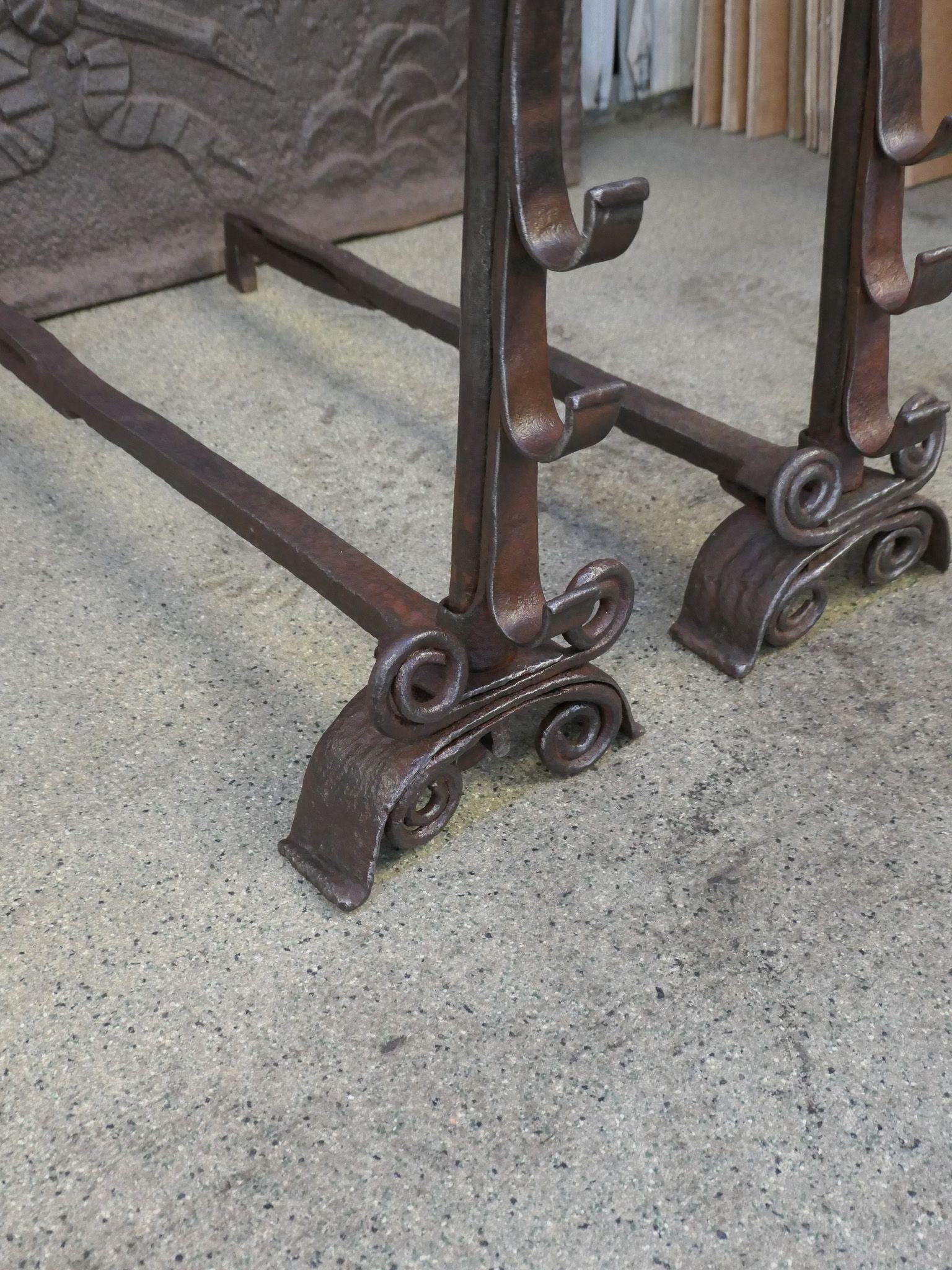 18th Century French Louis XV Period Andirons or Firedogs For Sale 1