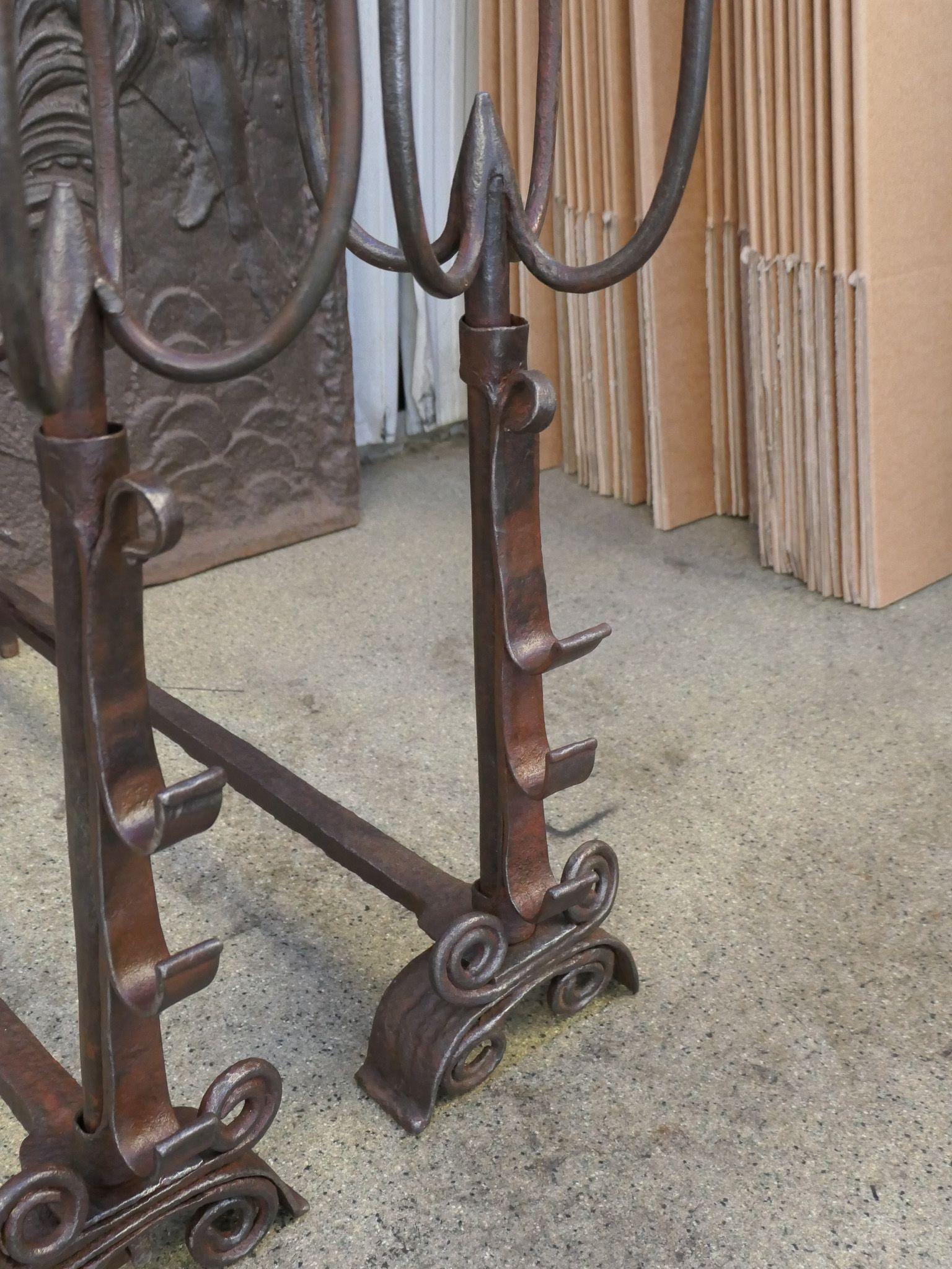 18th Century French Louis XV Period Andirons or Firedogs For Sale 2