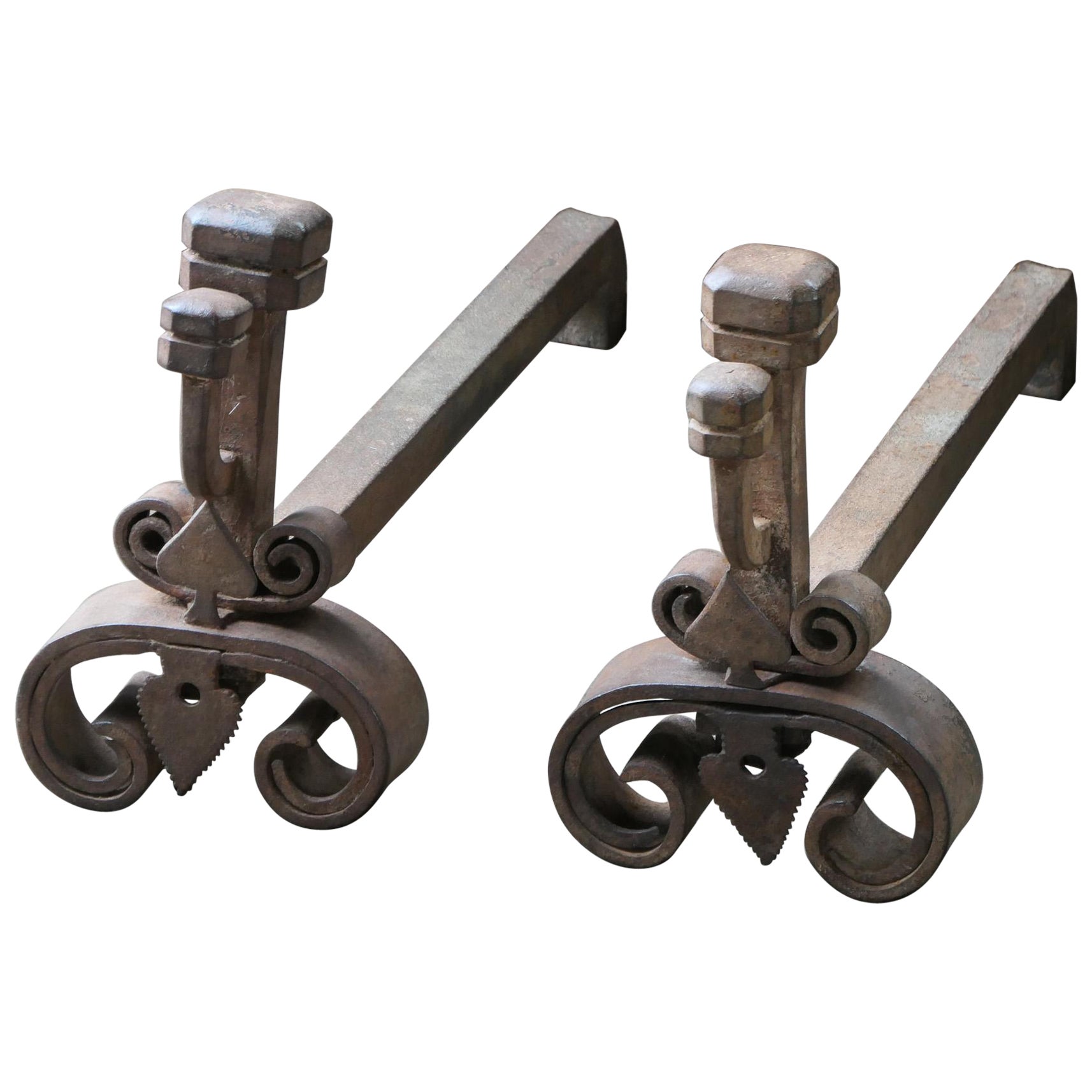 18th Century French Louis XV Period Andirons or Firedogs