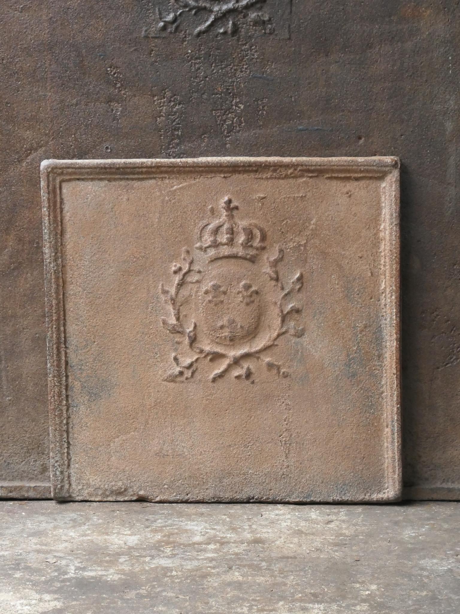 Cast 18th Century French Louis XV Period 'Arms of France' Fireback / Backsplash For Sale