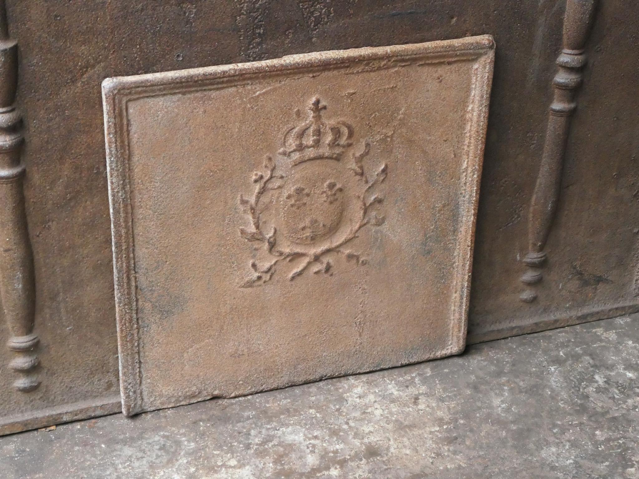 Iron 18th Century French Louis XV Period 'Arms of France' Fireback / Backsplash For Sale
