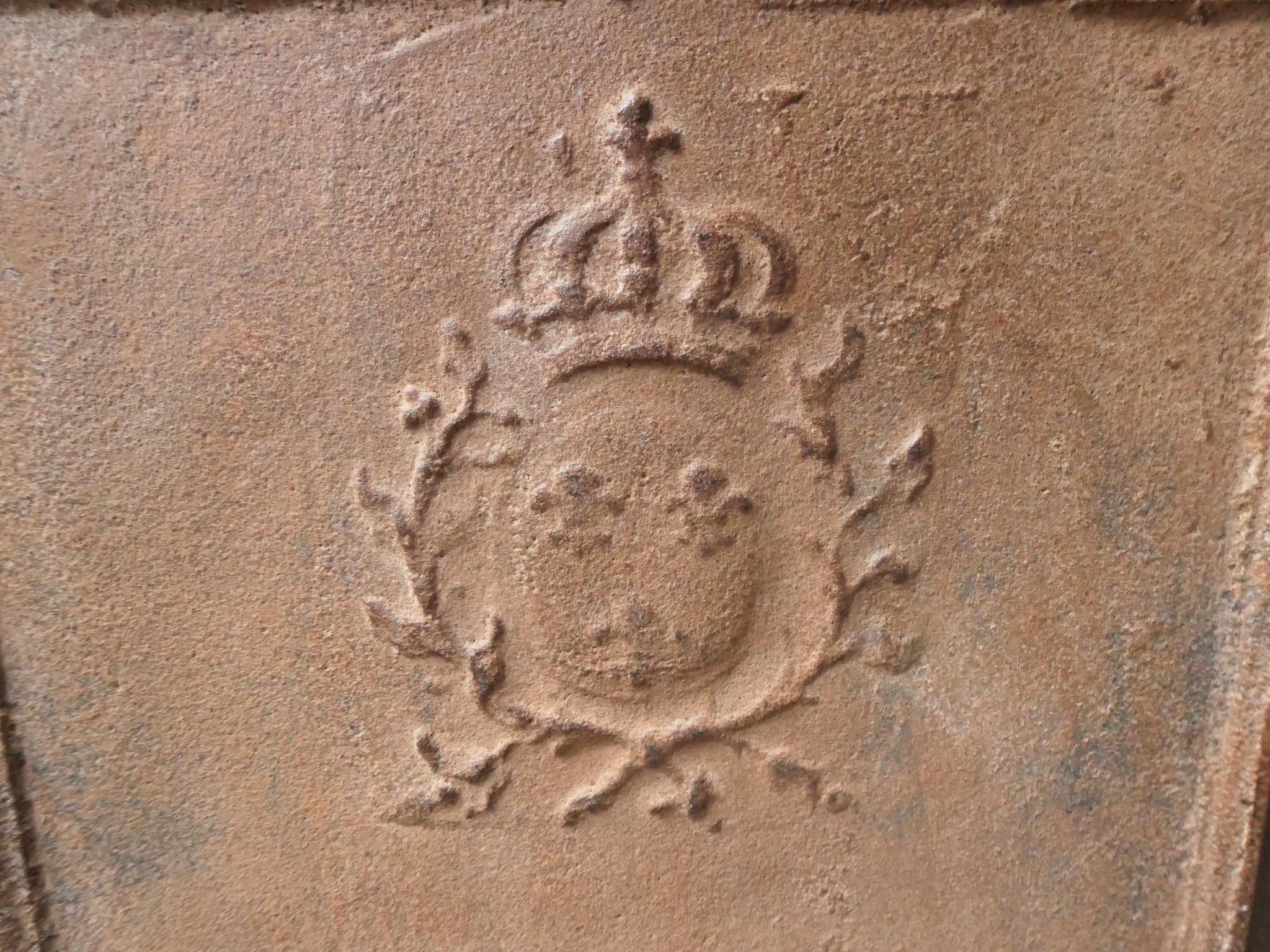 18th Century French Louis XV Period 'Arms of France' Fireback / Backsplash For Sale 1