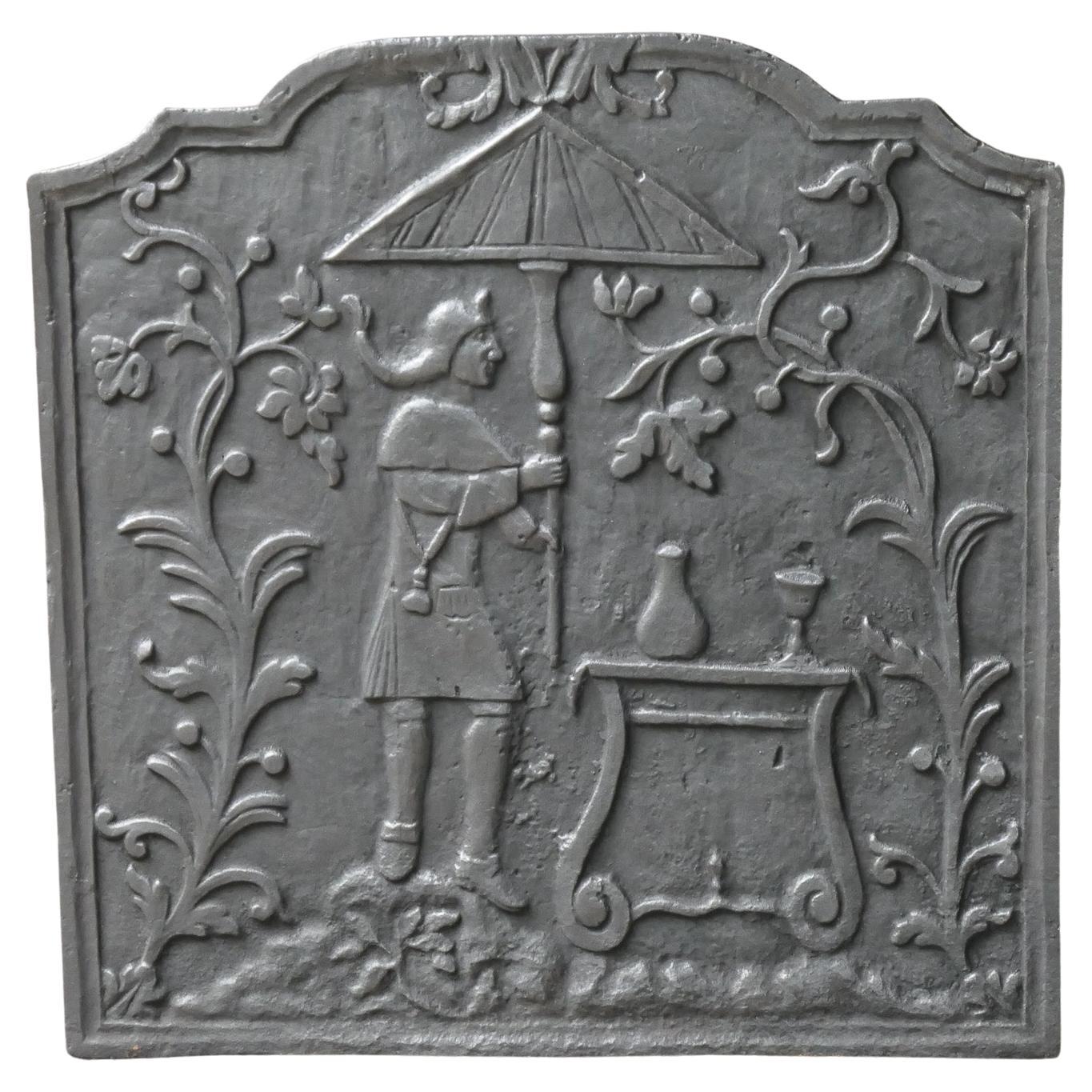 Plaque de cheminée d'époque Louis XV du 18ème siècle « Chinoiserie »