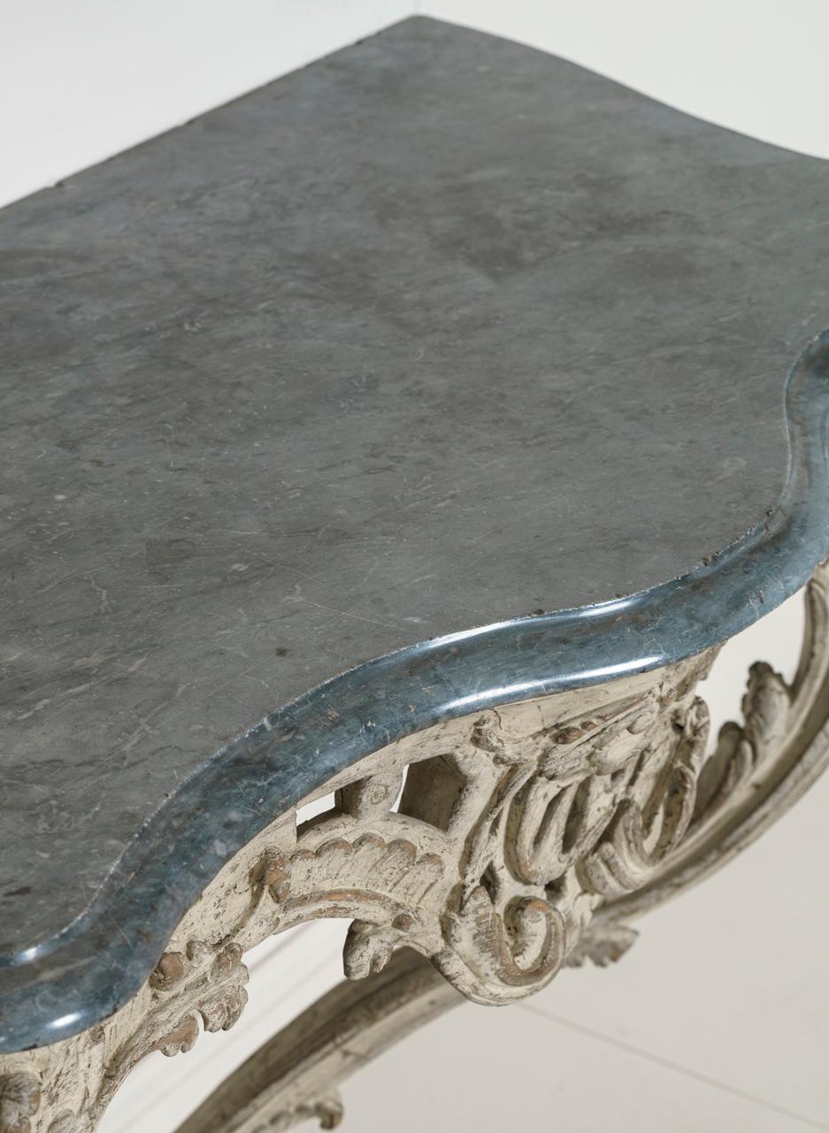 18th Century French Louis XV Period Console Table with Blue Turquin Marble Top 5