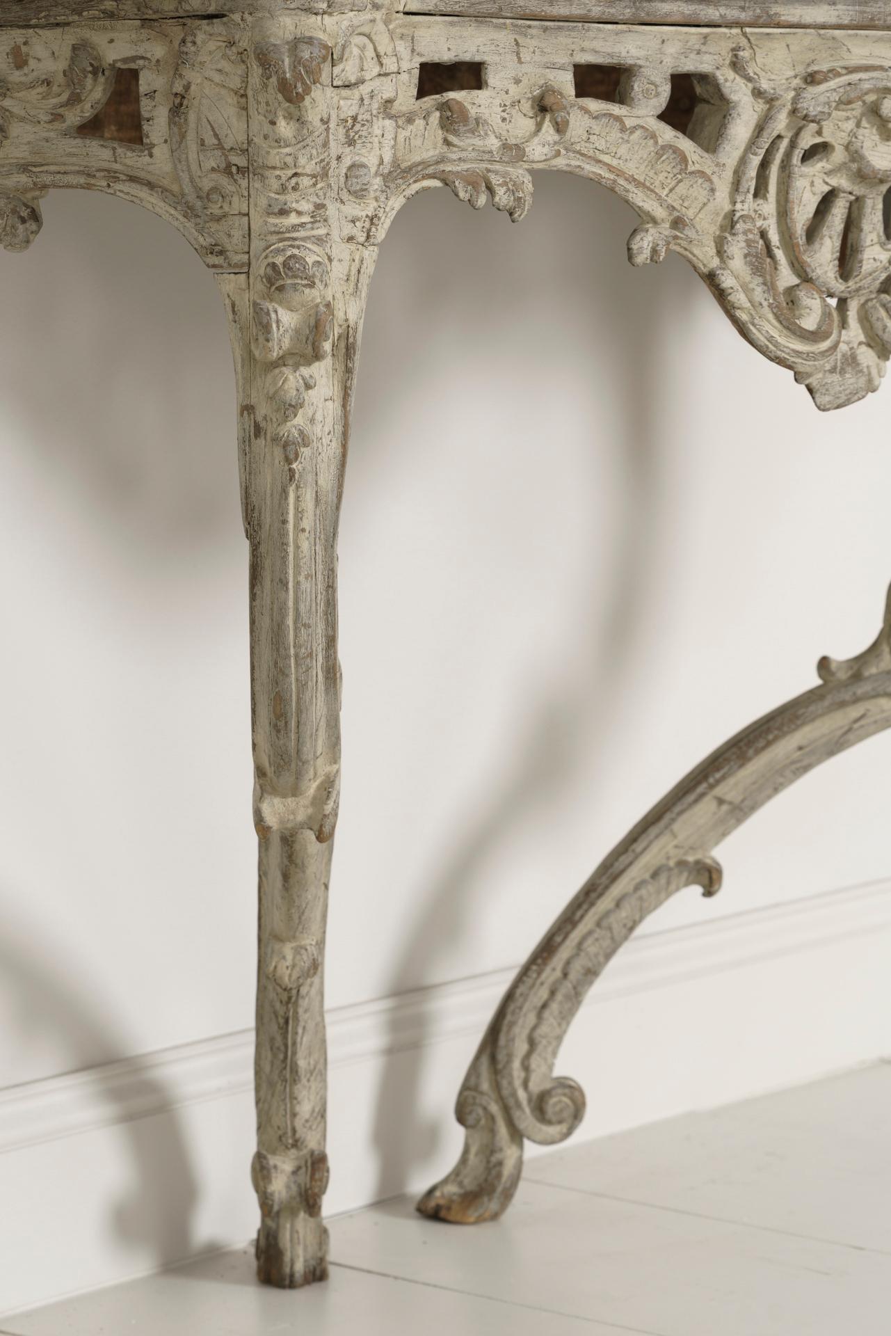 18th Century French Louis XV Period Console Table with Blue Turquin Marble Top 6