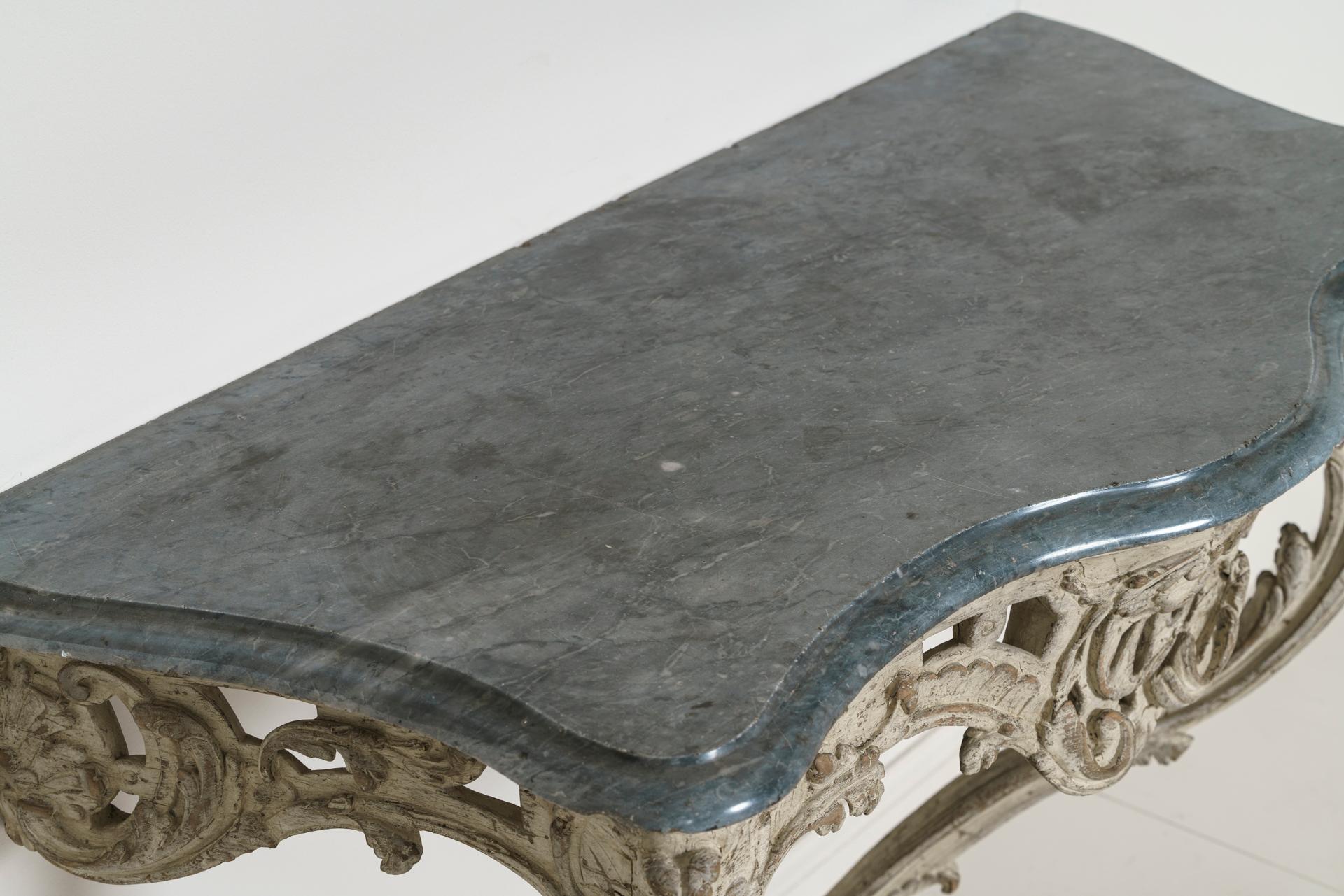 18th Century French Louis XV Period Console Table with Blue Turquin Marble Top 8