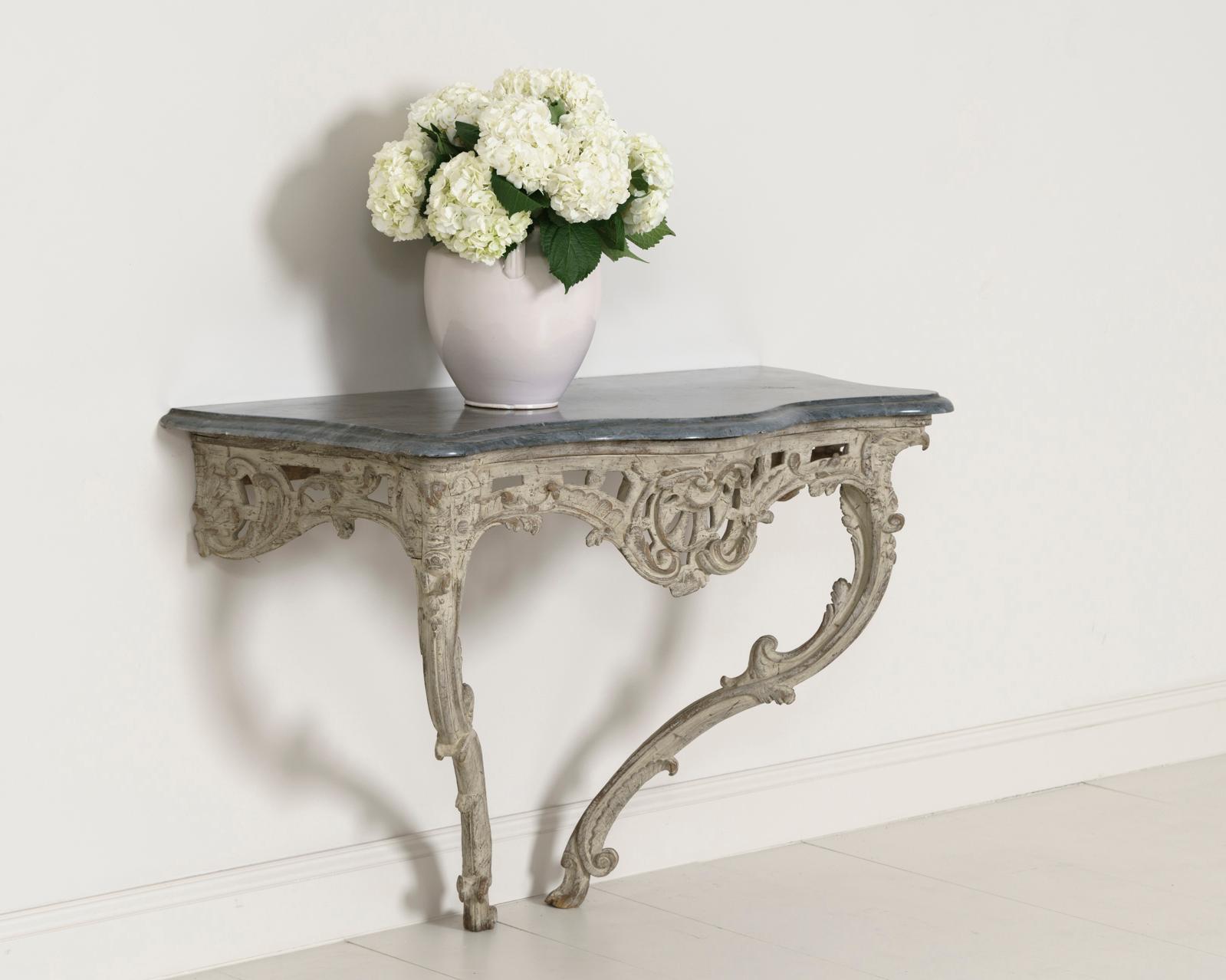 18th Century French Louis XV Period Console Table with Blue Turquin Marble Top 9