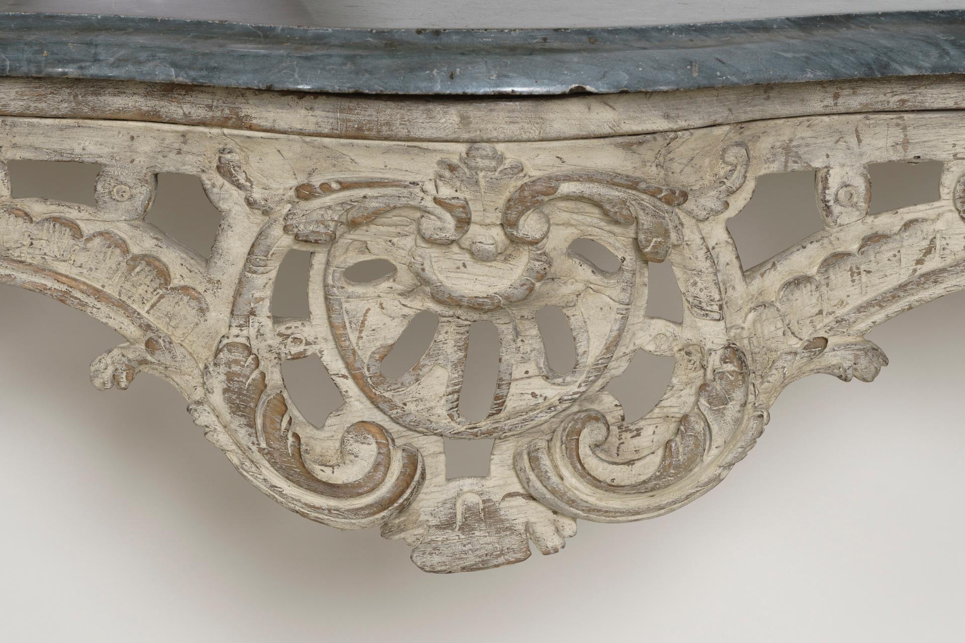 18th Century and Earlier 18th Century French Louis XV Period Console Table with Blue Turquin Marble Top