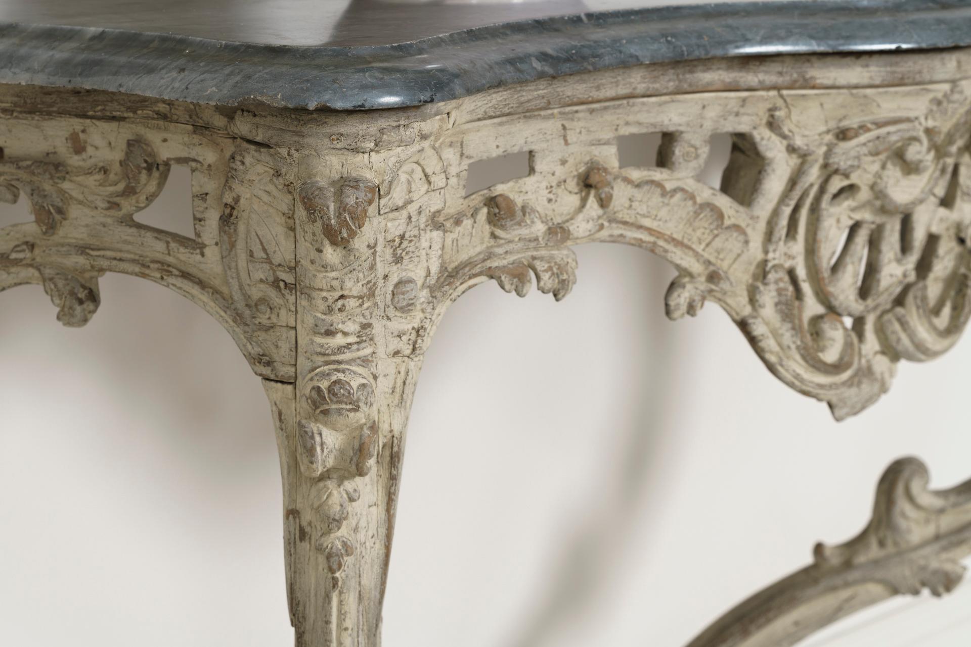 18th Century French Louis XV Period Console Table with Blue Turquin Marble Top 2