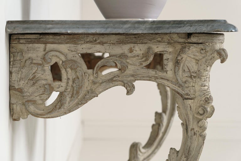 18th Century French Louis XV Period Console Table with Blue Turquin Marble Top 4