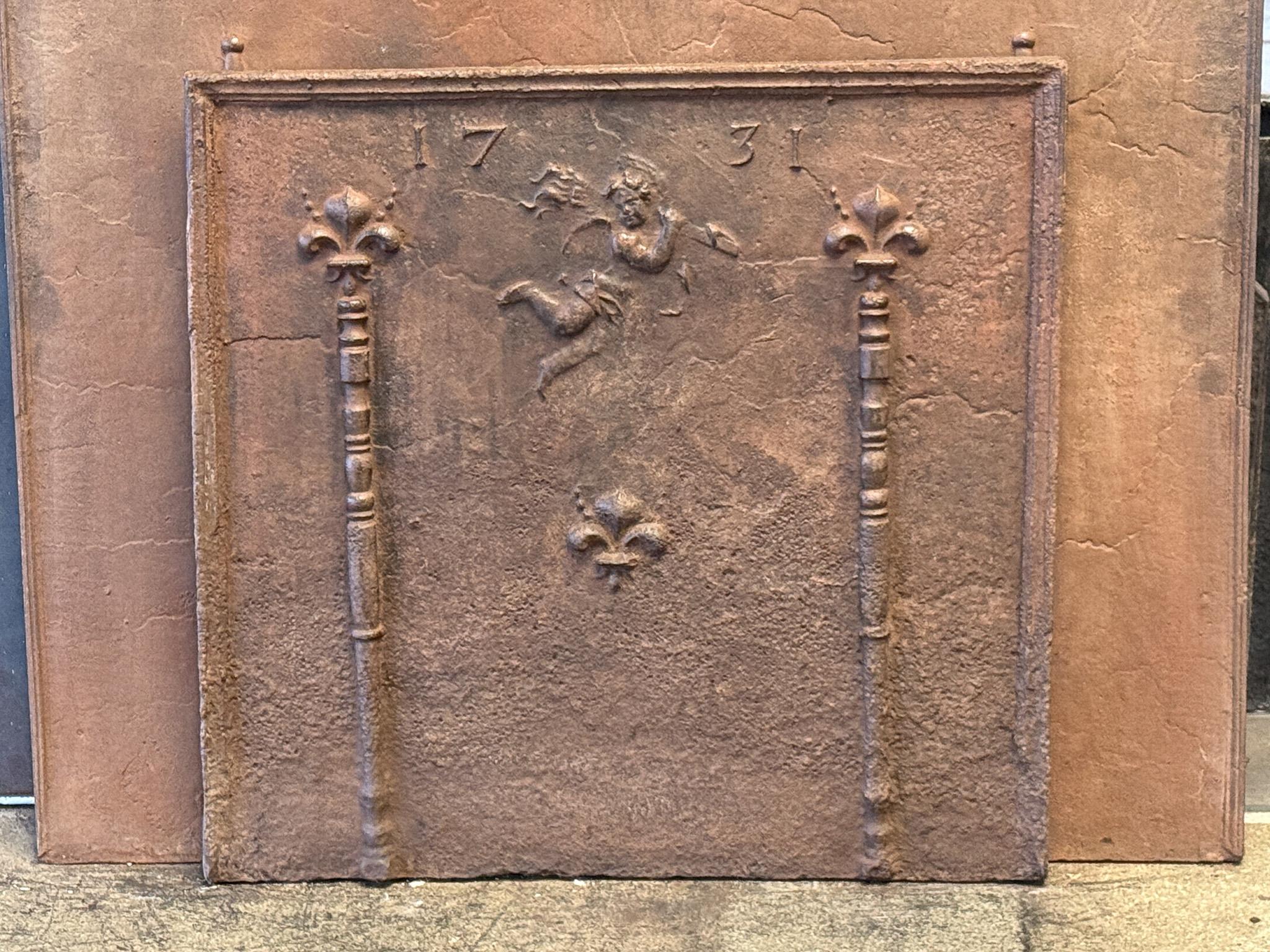 Cast 18th Century French Louis XIV Period 'Cupid' Fireback / Backsplash For Sale
