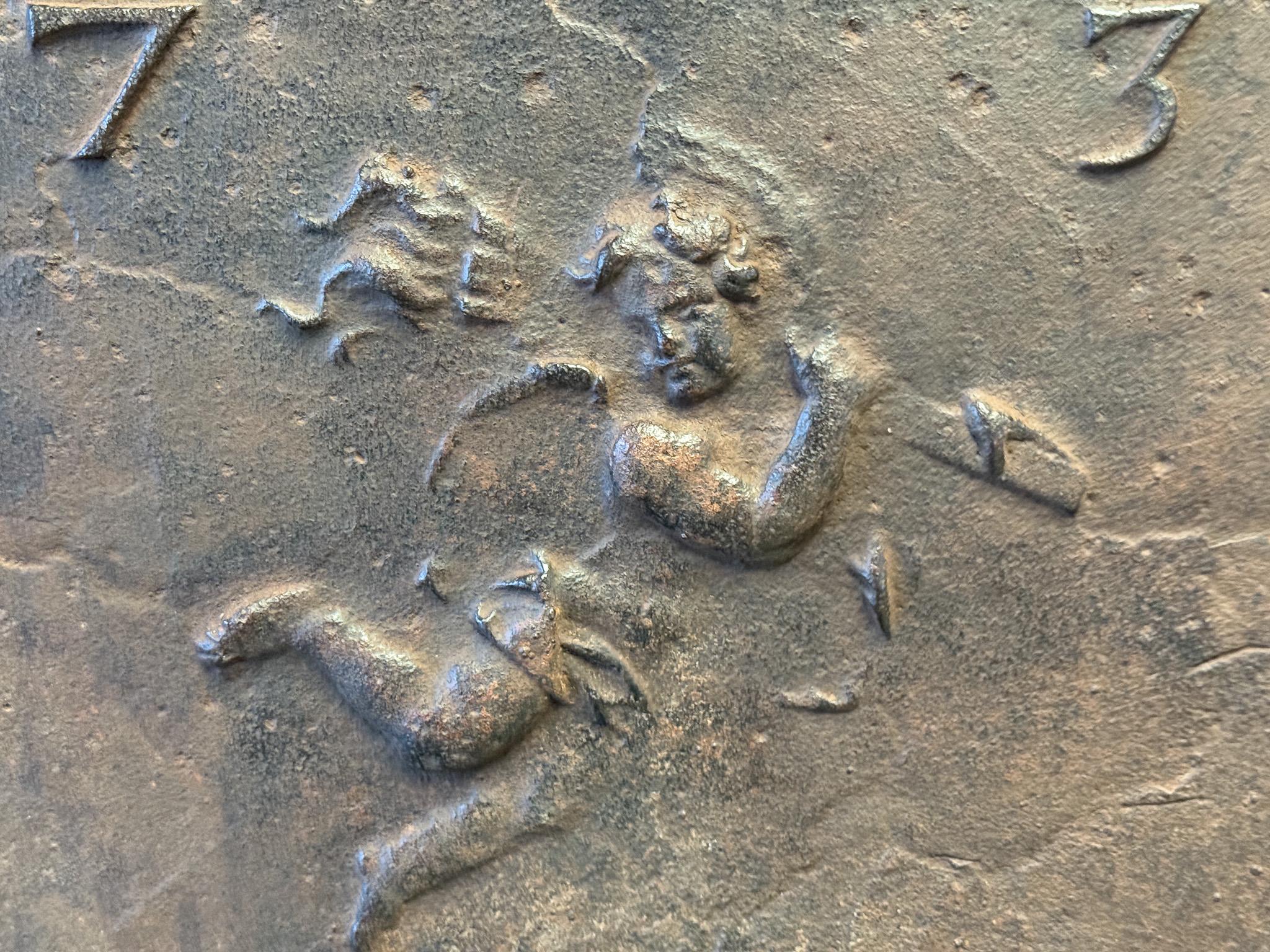 18th Century French Louis XIV Period 'Cupid' Fireback / Backsplash For Sale 1