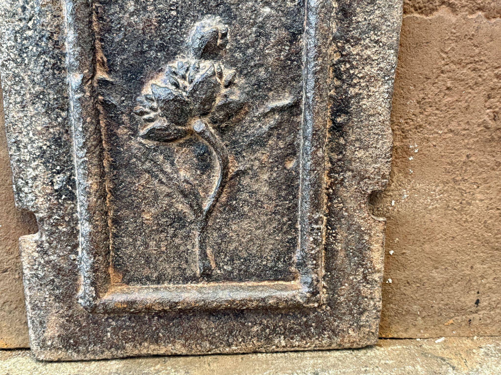 Iron 18th Century French Louis XV Period Fireback / Backsplash For Sale