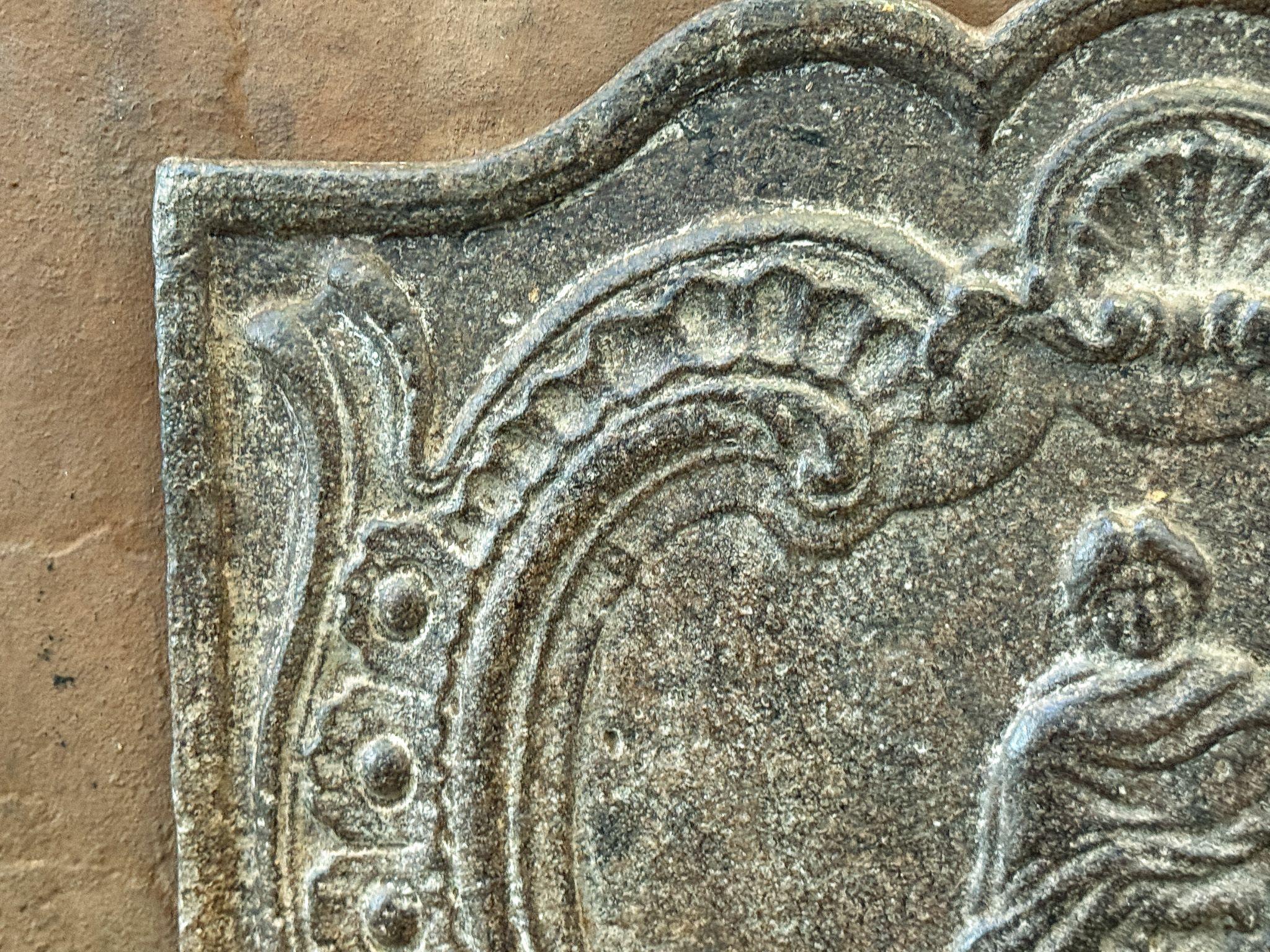 Iron 18th Century French Louis XV Period Fireback / Backsplash For Sale
