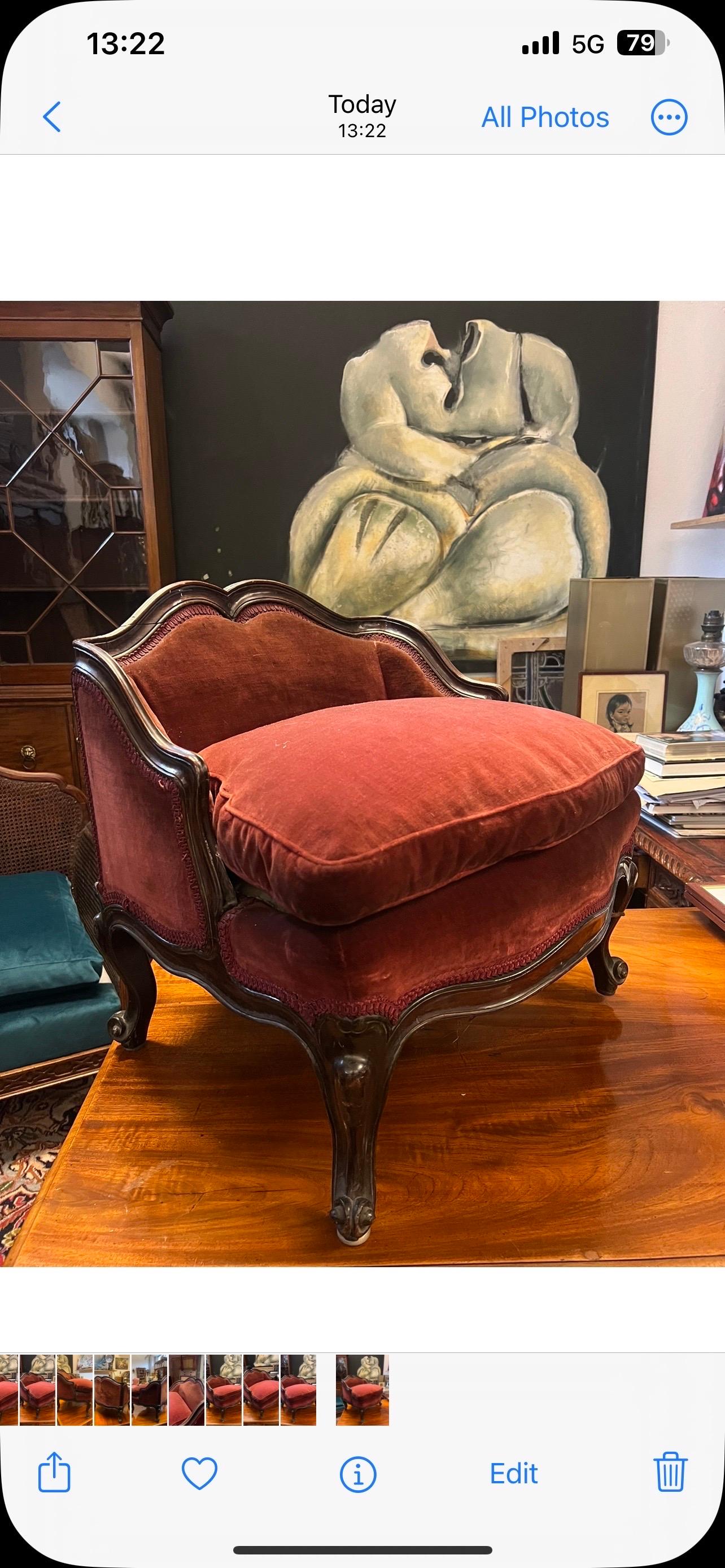 18th Century French Louis XV Period Mahogany Hand Carved Foot Stool or Dog Stool In Fair Condition For Sale In Sofia, BG