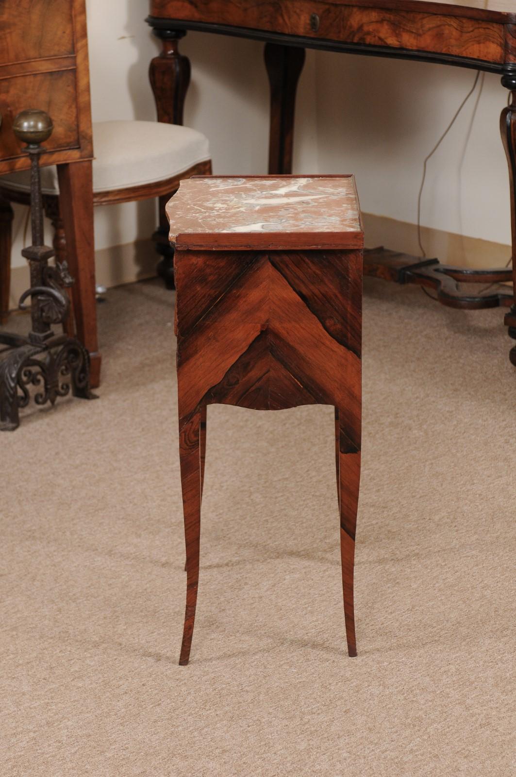 18th Century French Louis XV Period Tulipwood Chevet with Inset Marble Top For Sale 8