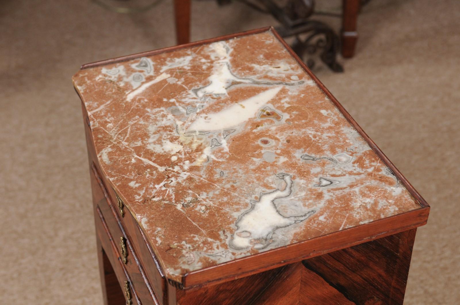 18th Century French Louis XV Period Tulipwood Chevet with Inset Marble Top For Sale 10