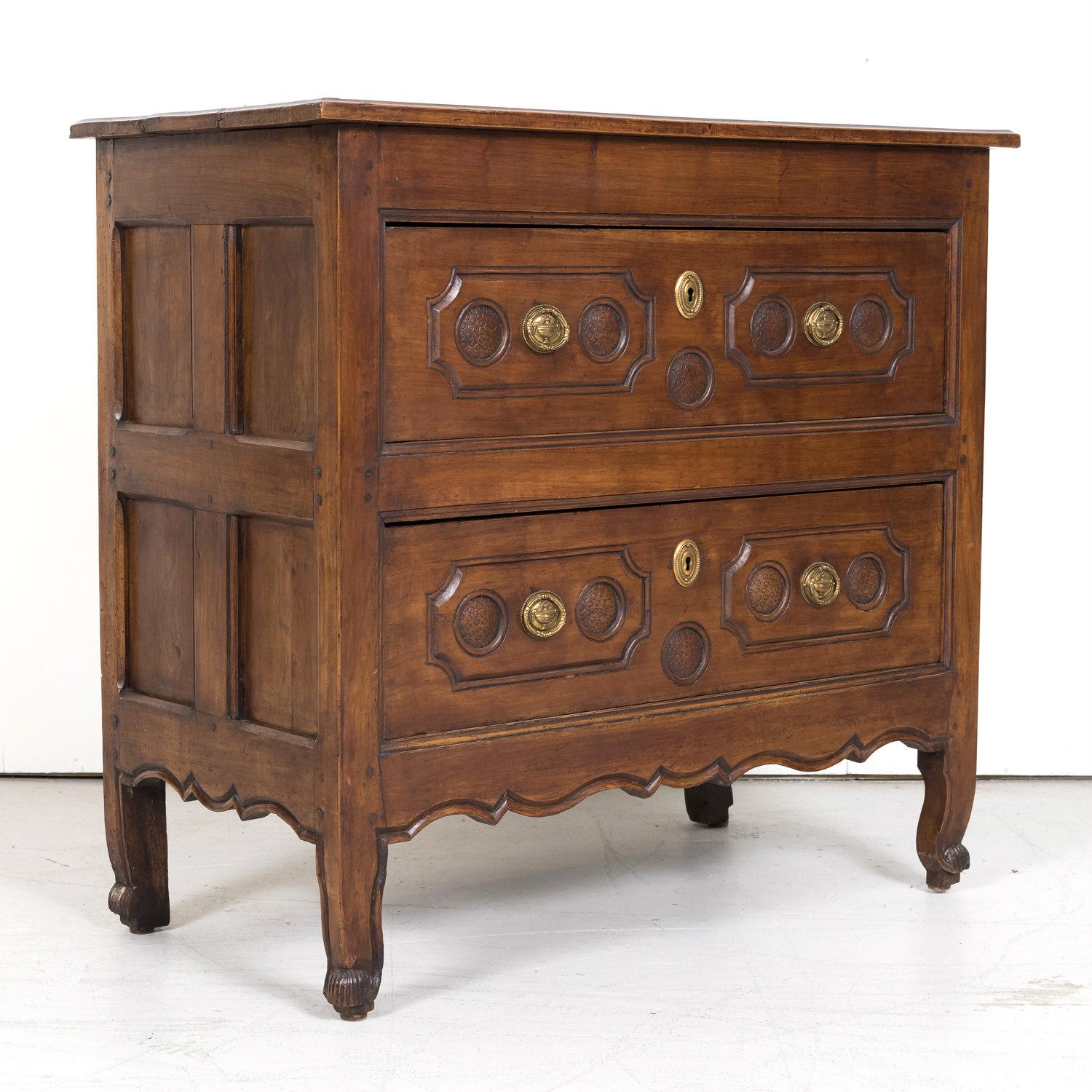18th Century French Louis XV Period Two-Drawer Cherry Lyonnais Commode In Good Condition In Birmingham, AL