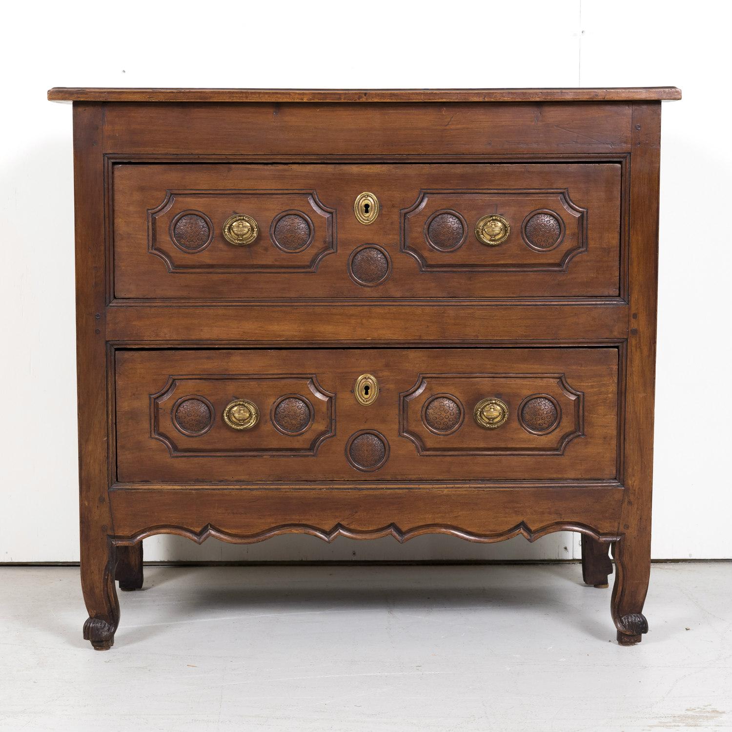 Mid-18th Century 18th Century French Louis XV Period Two-Drawer Cherry Lyonnais Commode