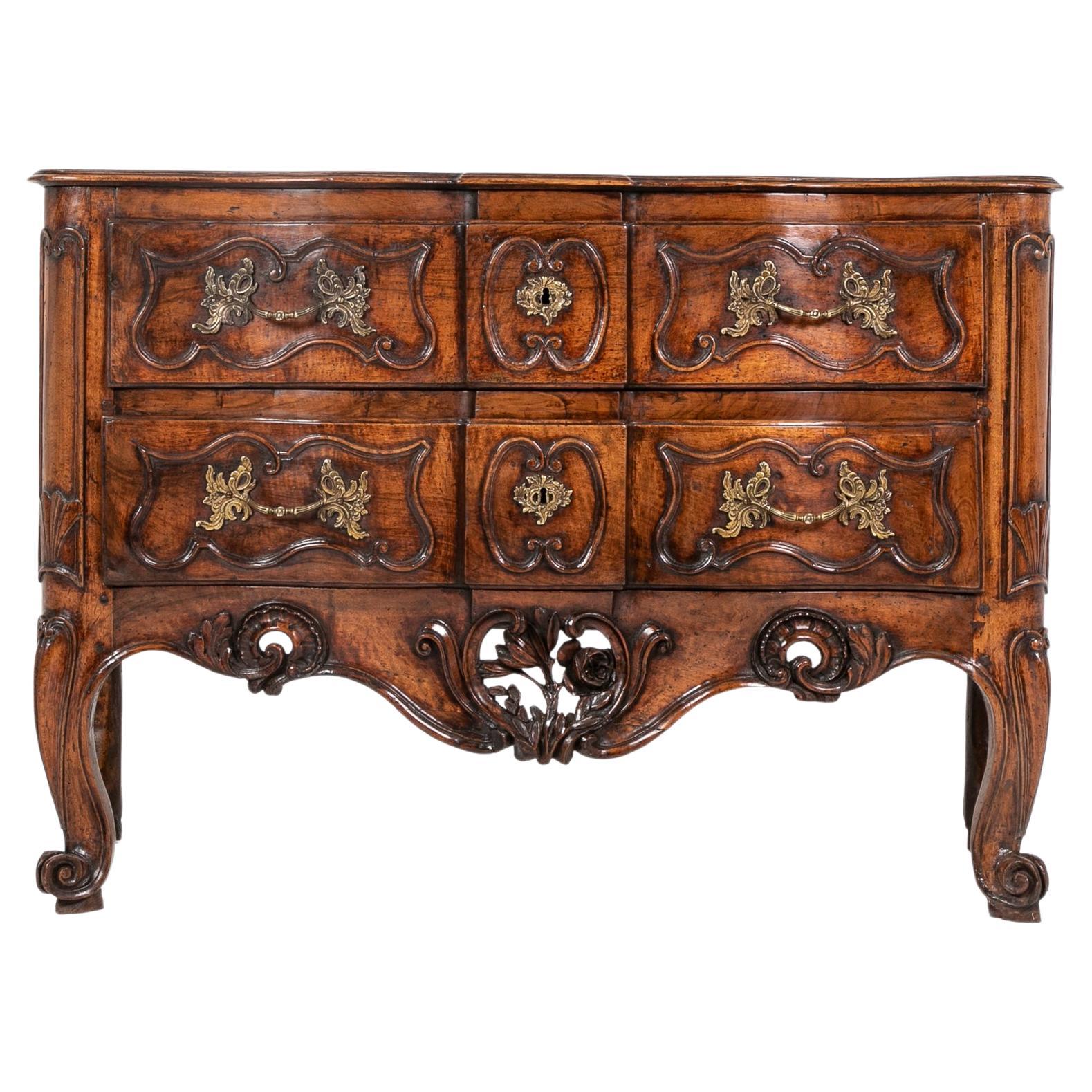 18th Century French Louis XV Period Walnut Commode For Sale