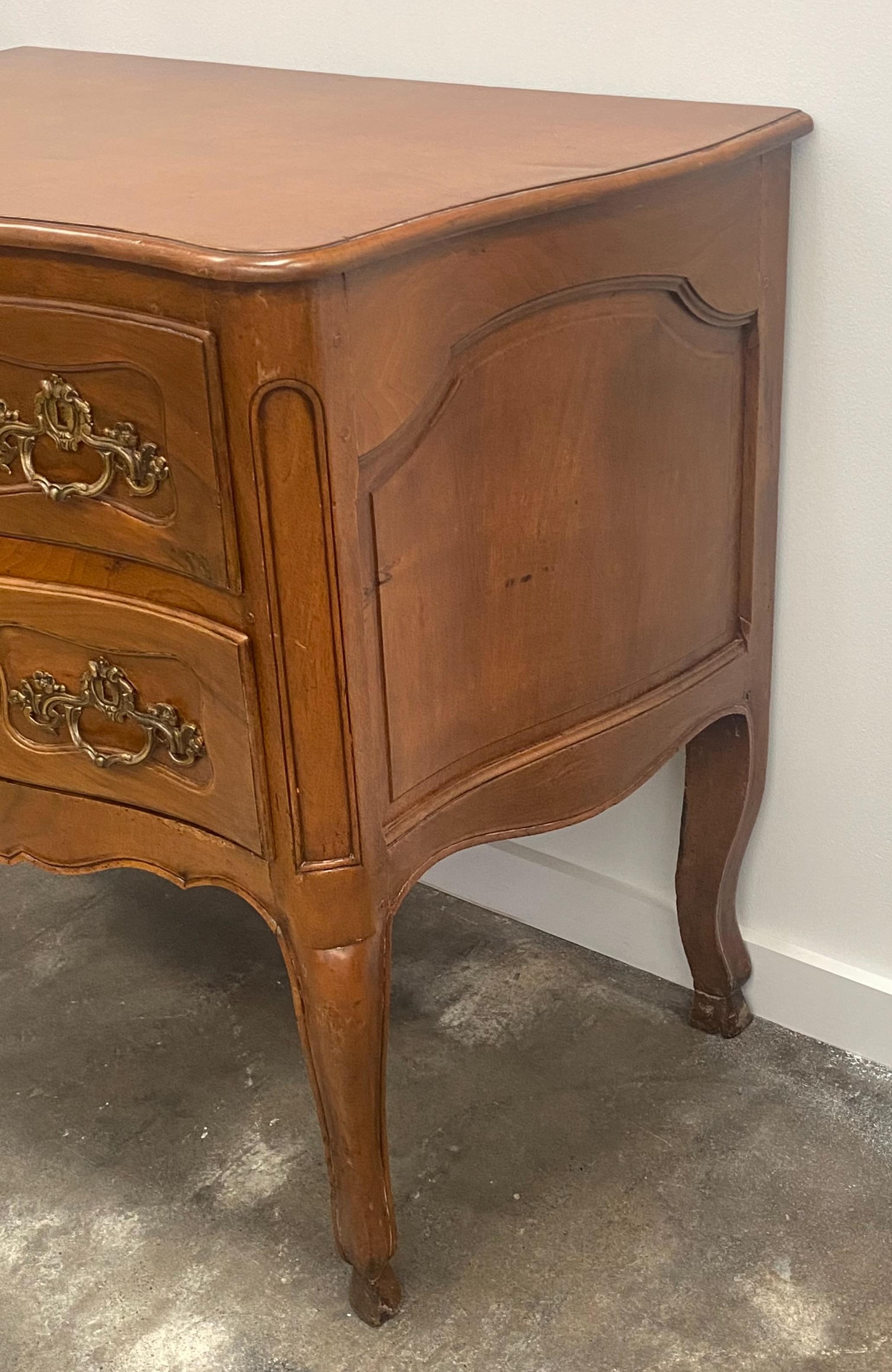 18th Century French Louis XV Period Walnut Two Drawer Commode For Sale 1