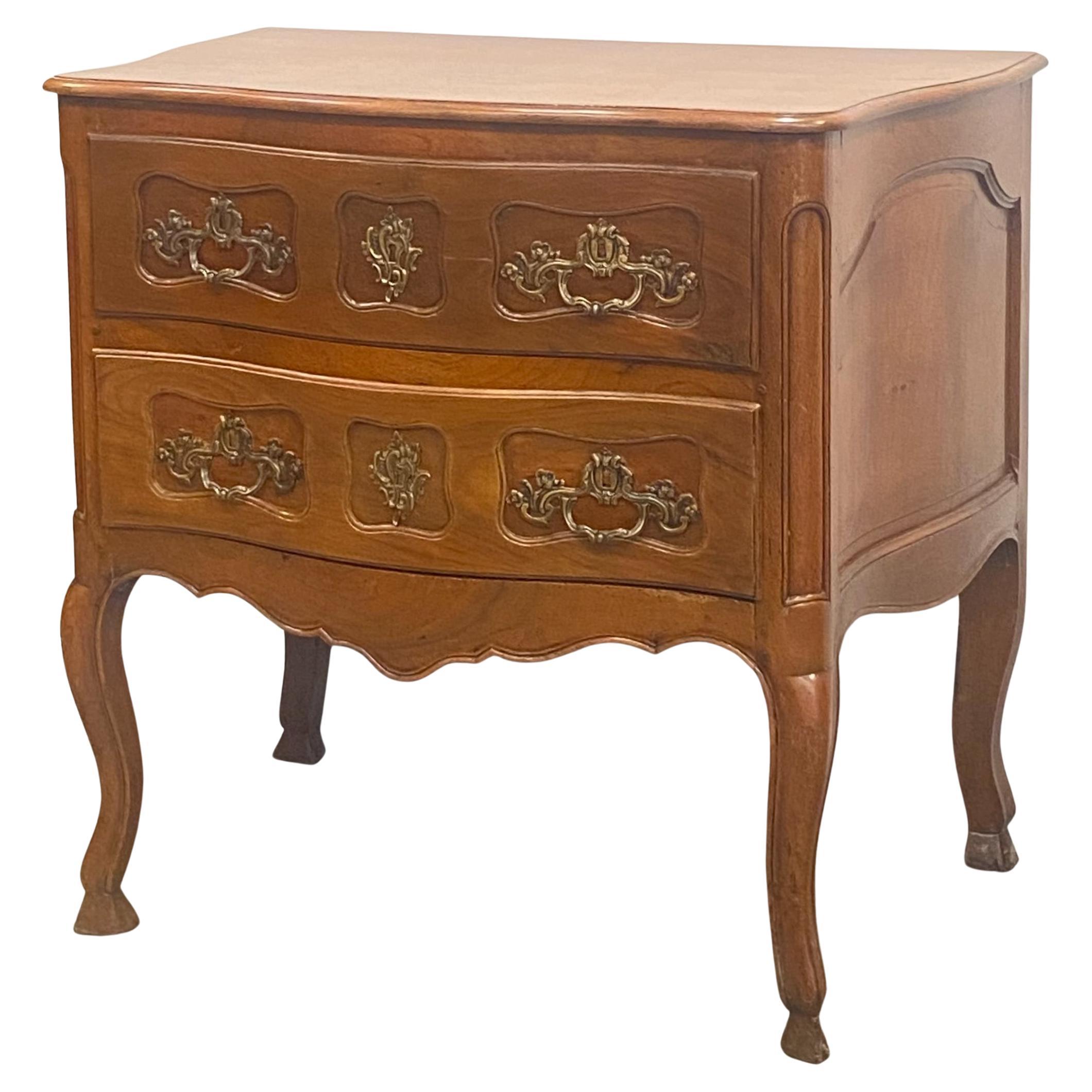 18th Century French Louis XV Period Walnut Two Drawer Commode