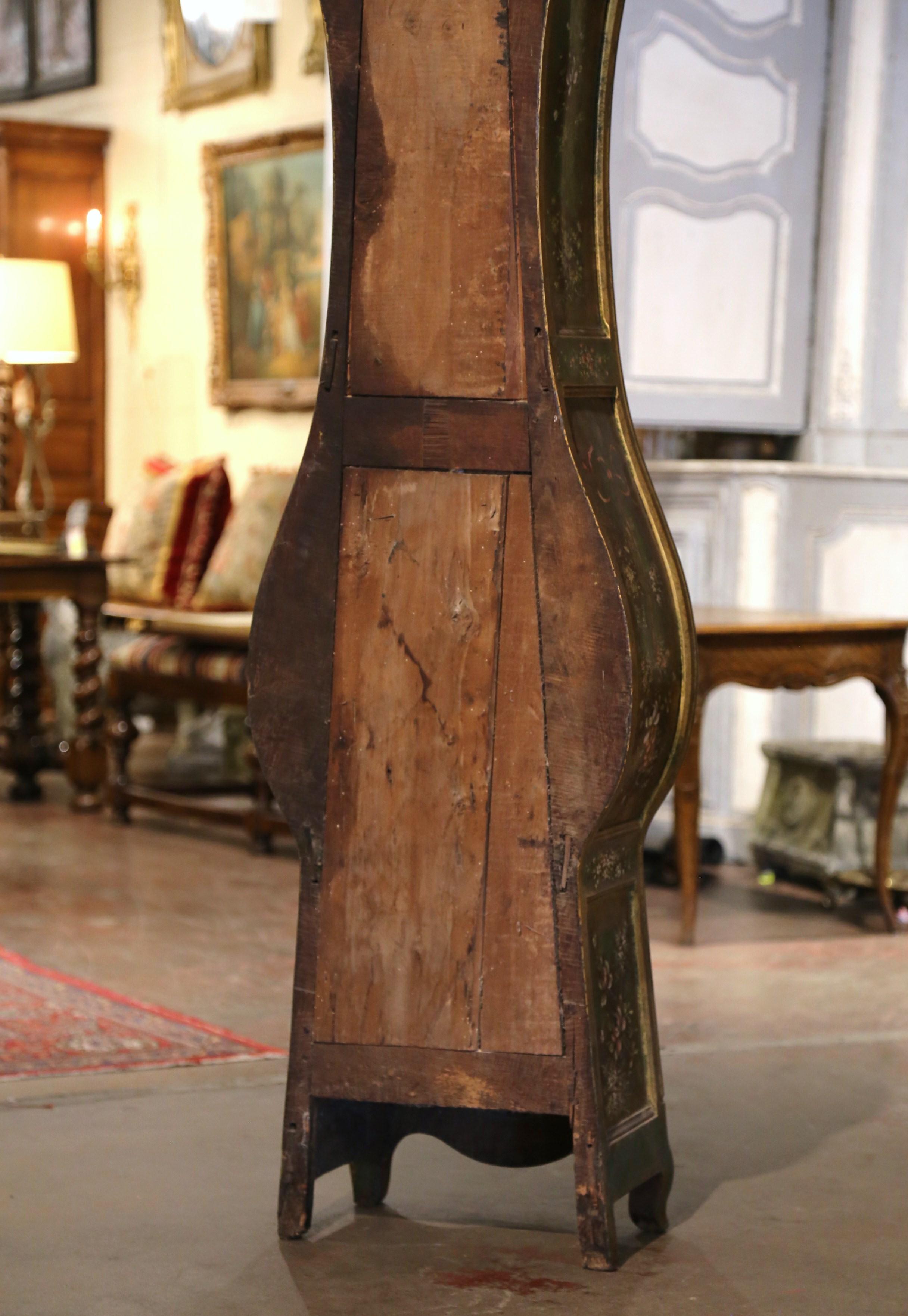 18th Century, French, Louis XV Provencal Carved Hand Painted Grandfather Clock 7