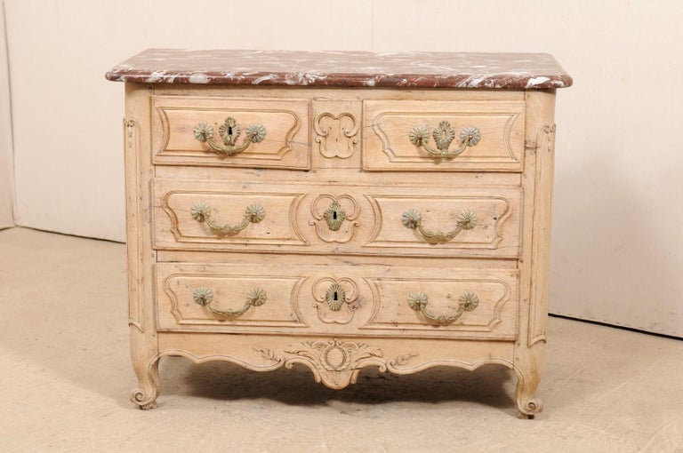 18th Century French Louis Xv Provincial Four Drawer Marble Top