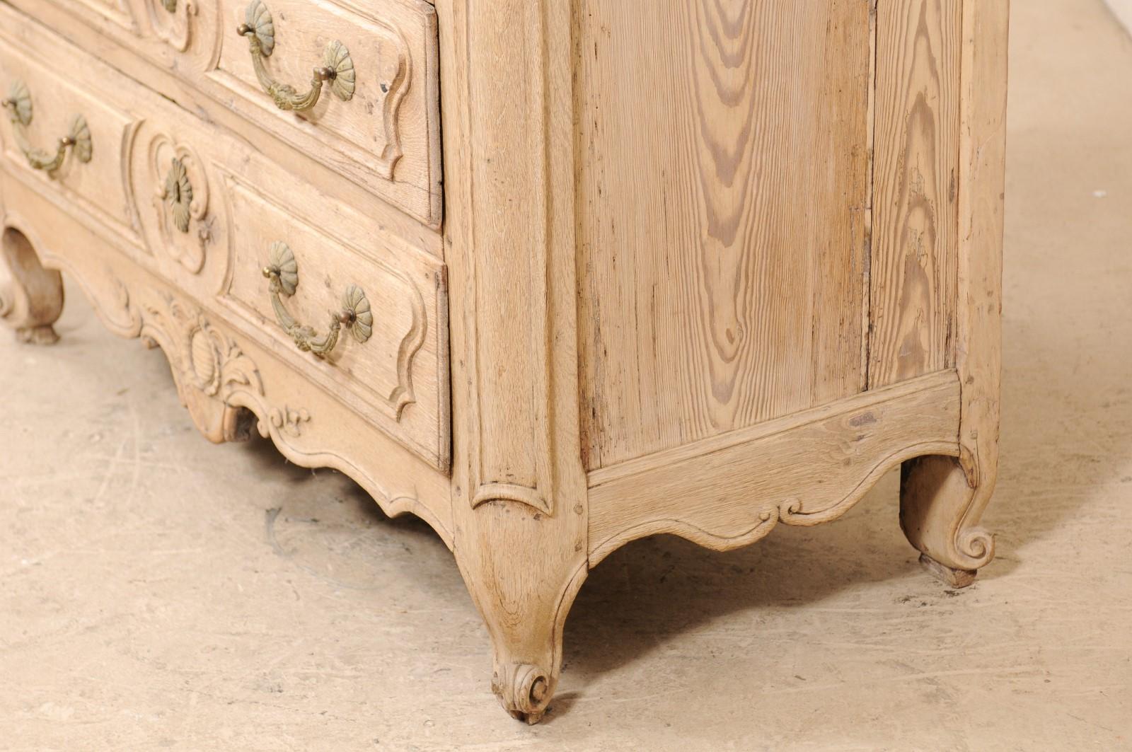 An 18th Century French Louis XV Provincial Four-Drawer Marble Top Wood Chest For Sale 2
