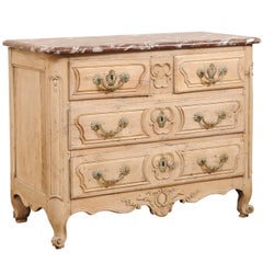 An 18th Century French Louis XV Provincial Four-Drawer Marble Top Wood Chest