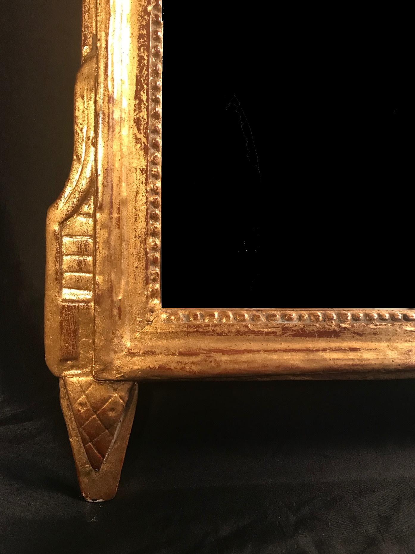 18th Century and Earlier 18th Century French Louis XV Provincial Giltwood Mirror with Hand Carved Frame