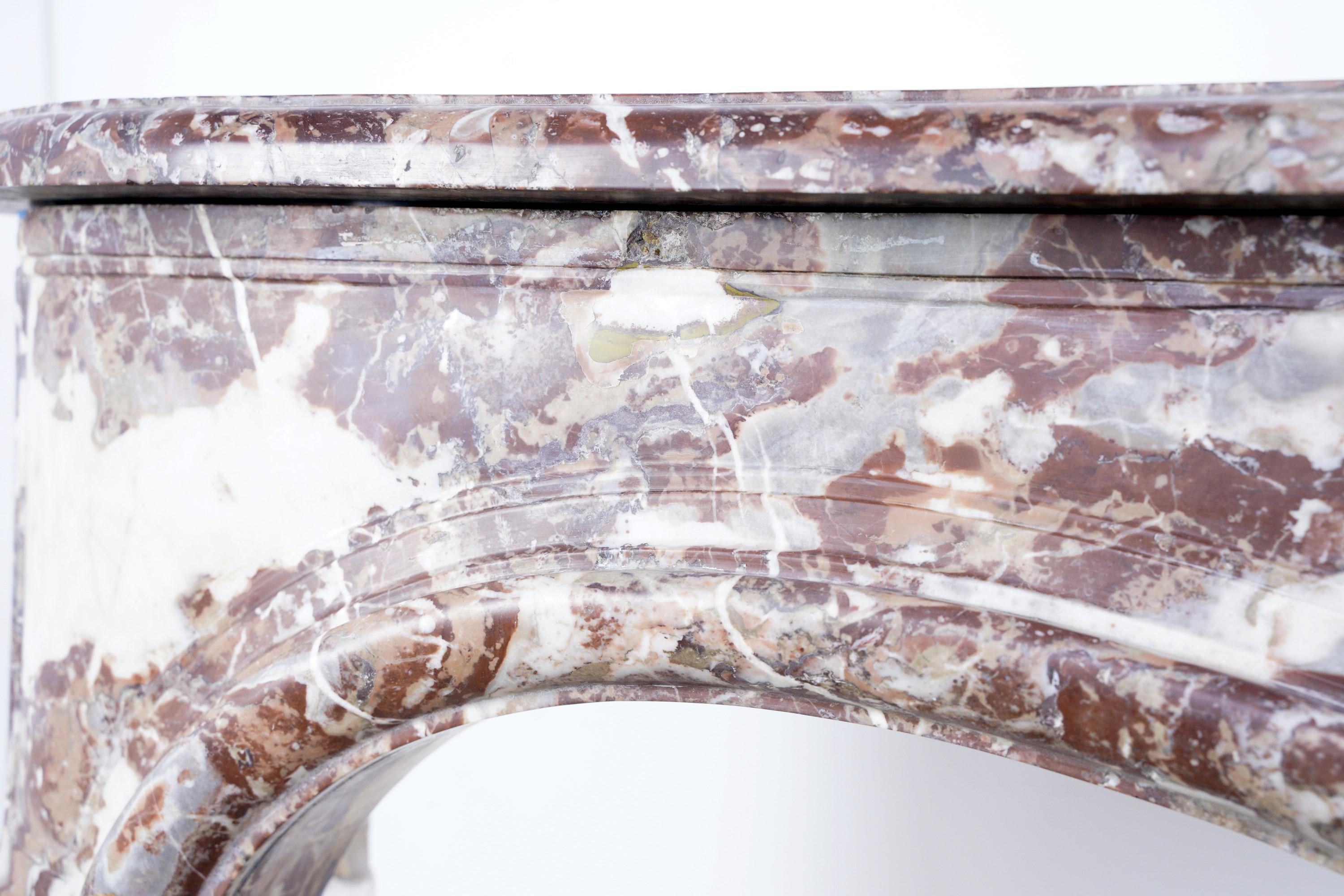 18th Century French Louis XV Rouge Royal Marble Mantel For Sale 8