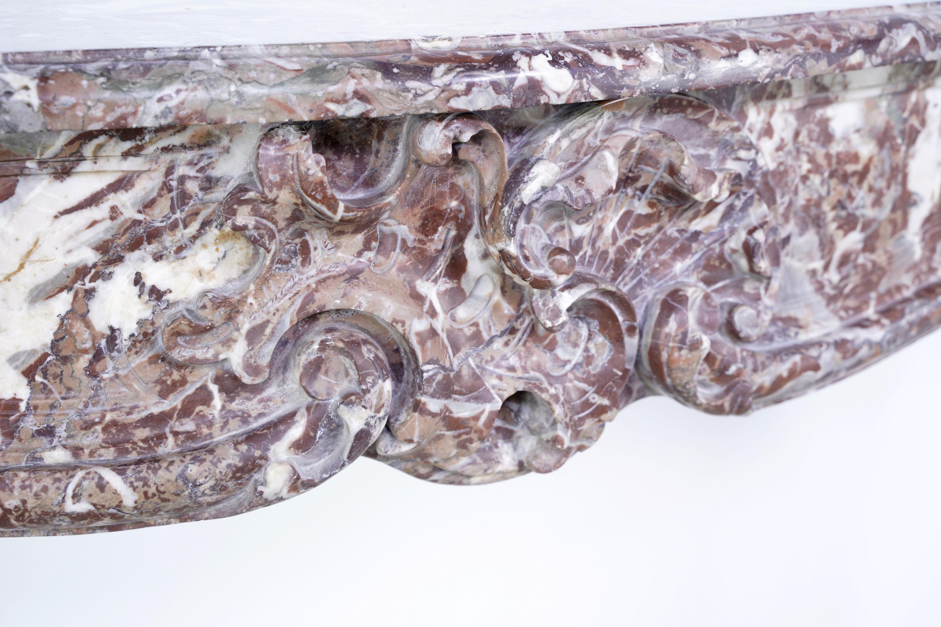 18th Century French Louis XV Rouge Royal Marble Mantel For Sale 1