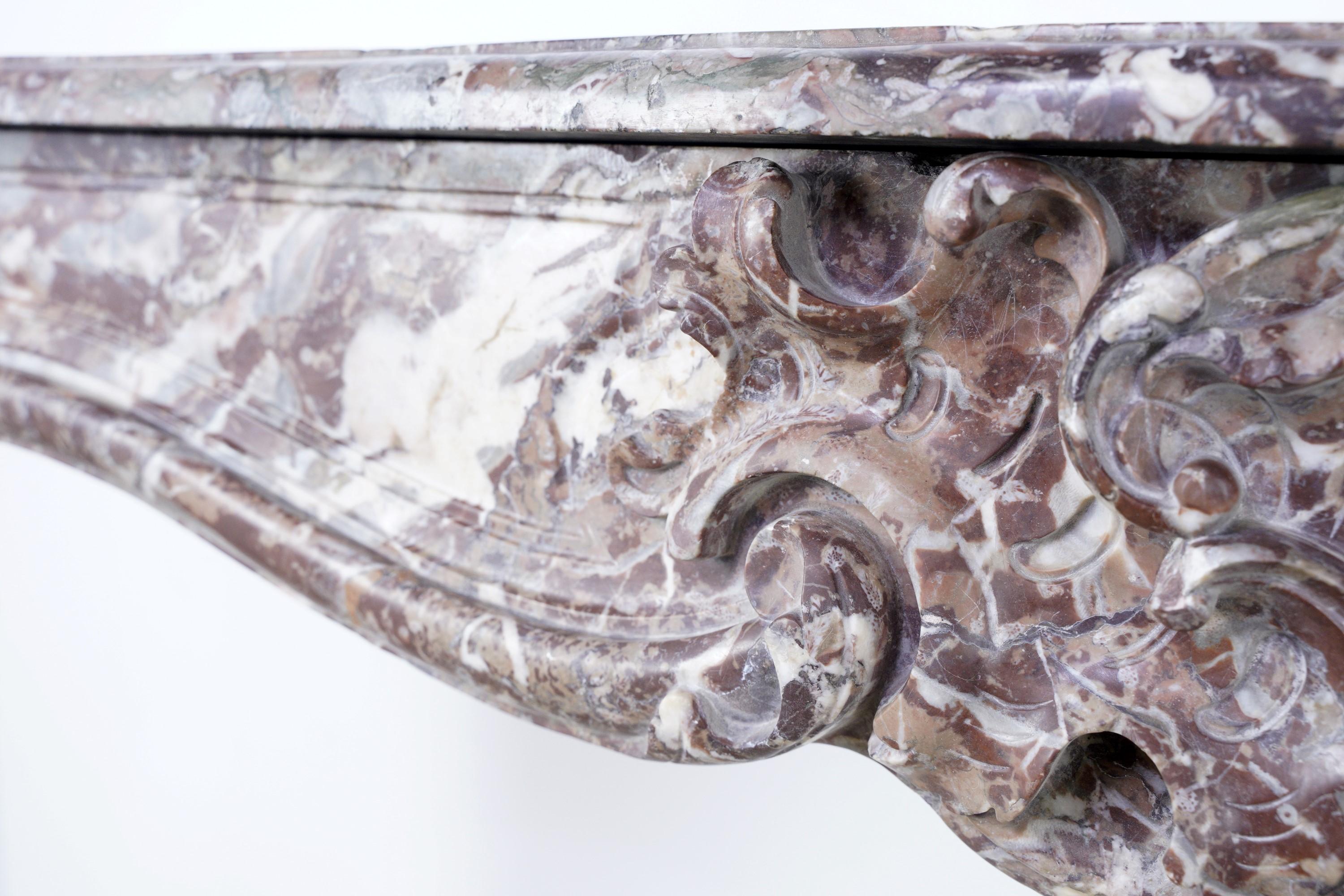 18th Century French Louis XV Rouge Royal Marble Mantel For Sale 5