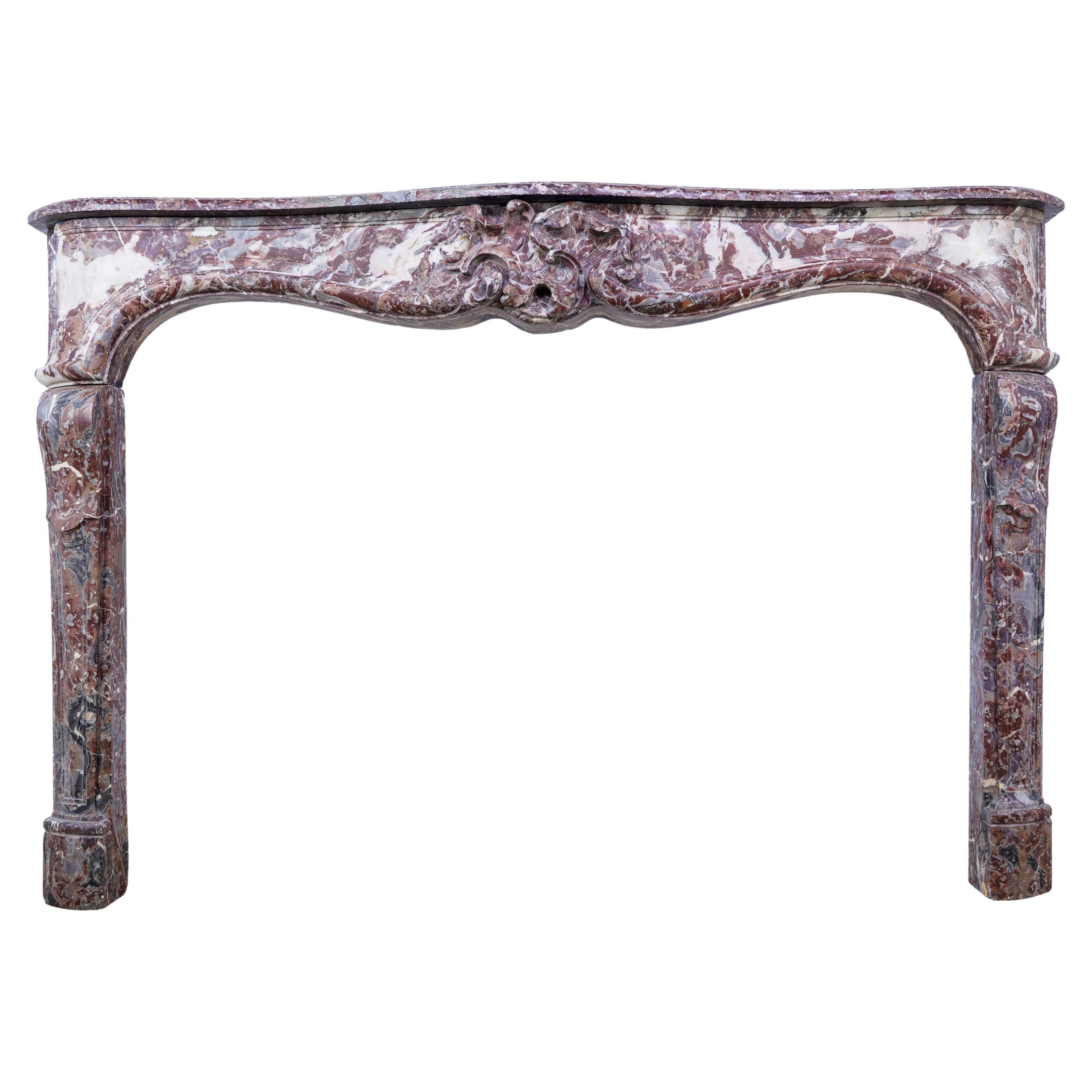18th Century French Louis XV Rouge Royal Marble Mantel For Sale