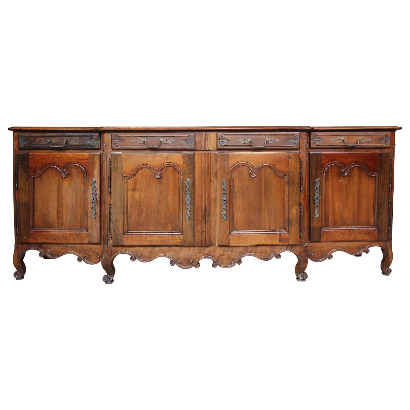 18th Century French Louis XV Sideboard or Buffet Made of Walnut