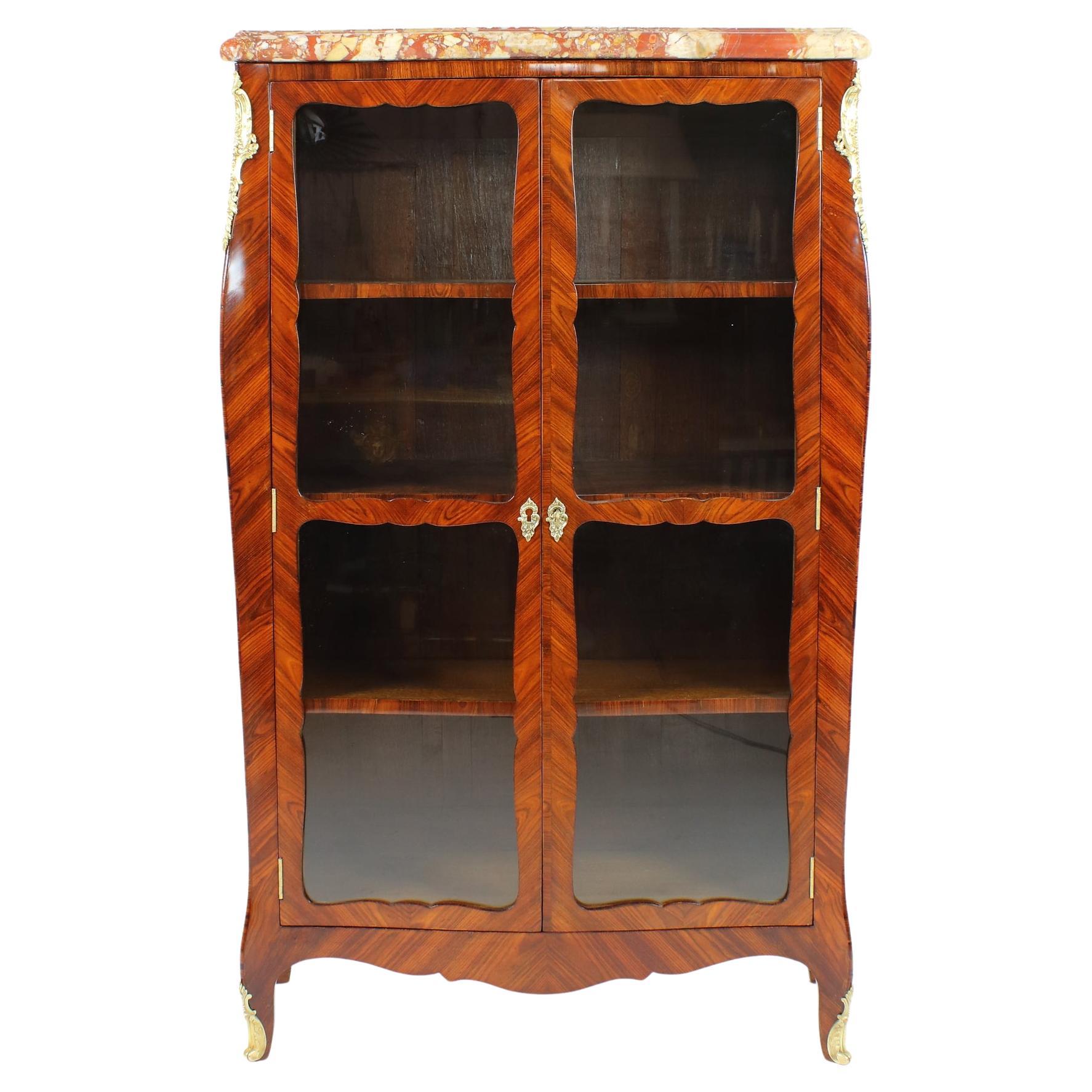 18th Century French Louis XV Small Marquetry Bookcase or Vitrine For Sale
